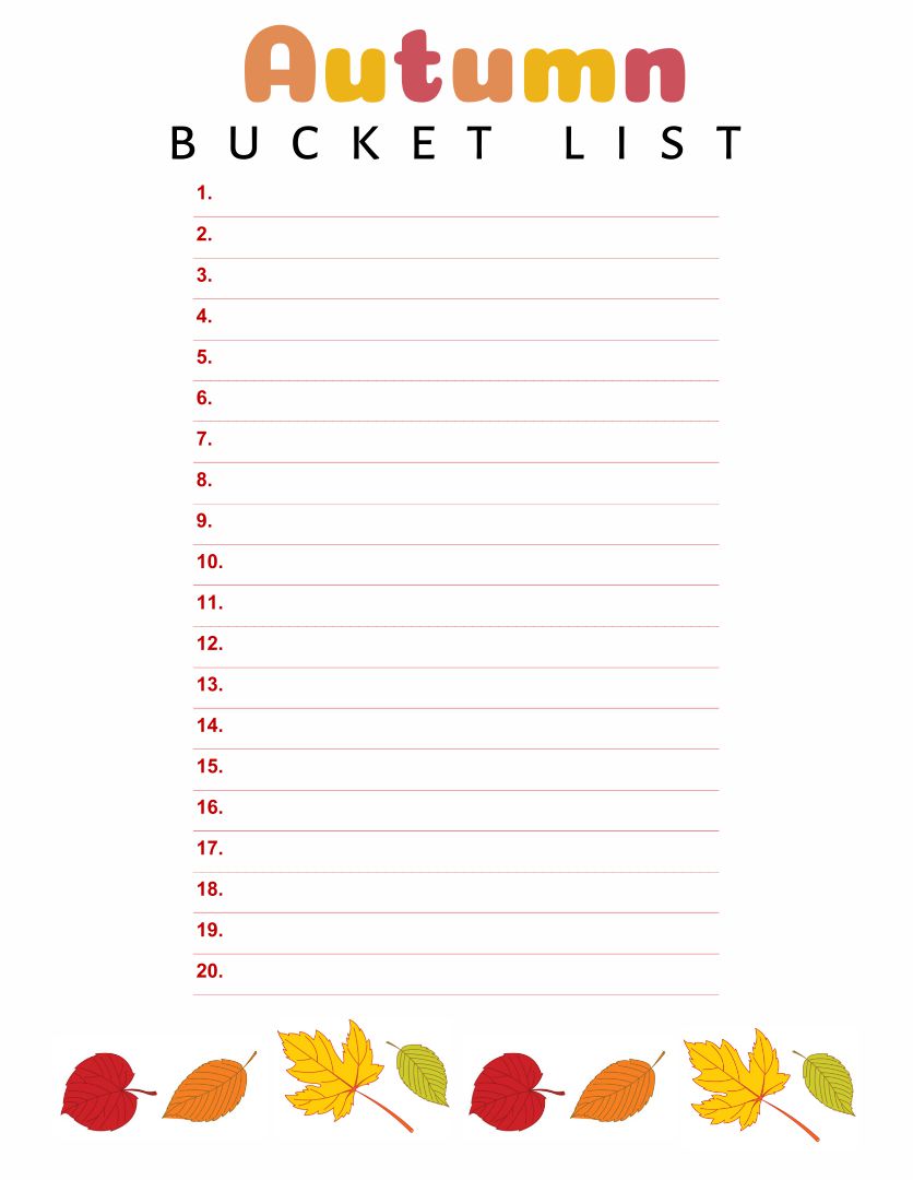 Blank Fall Bucket List