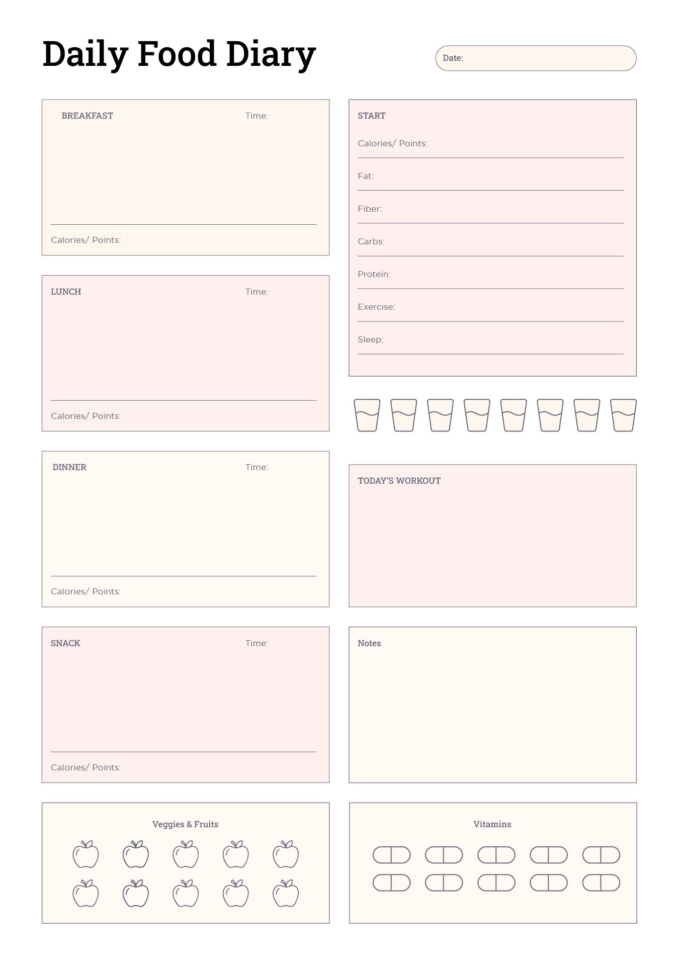  Printable Food Journal Template