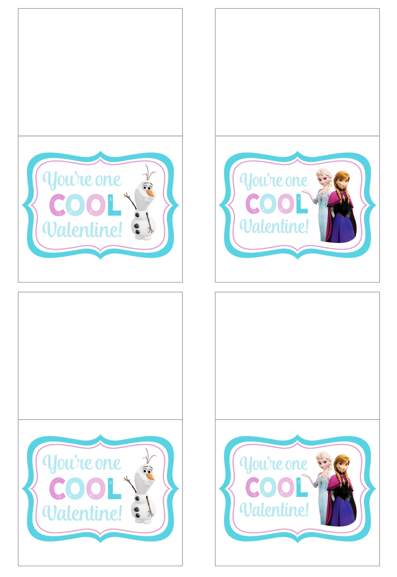 Disney Frozen Printable Valentine Cards