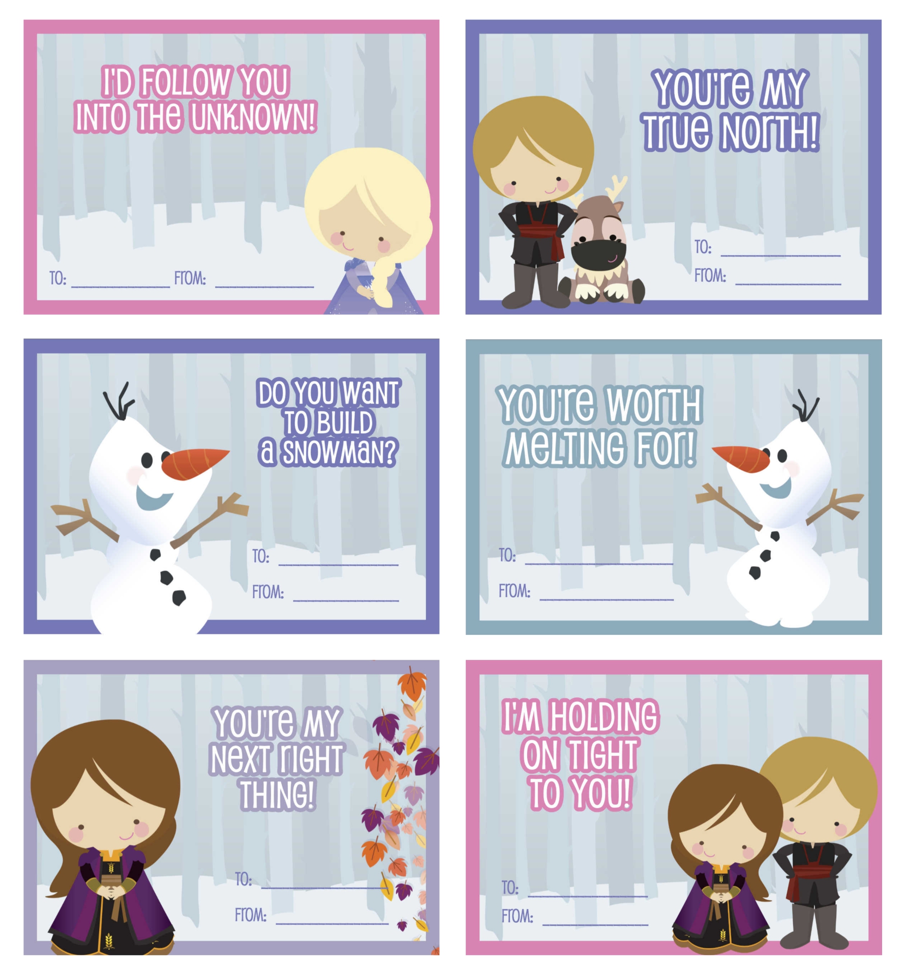 Disney Frozen Printable Valentine Cards