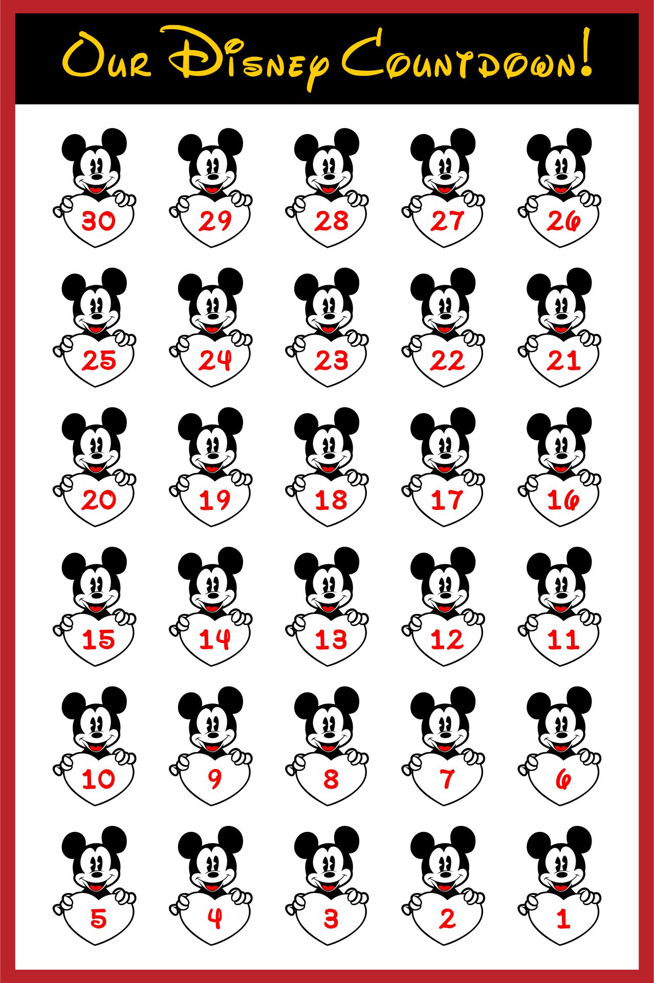 10 Best Printable Disney Countdown Numbers