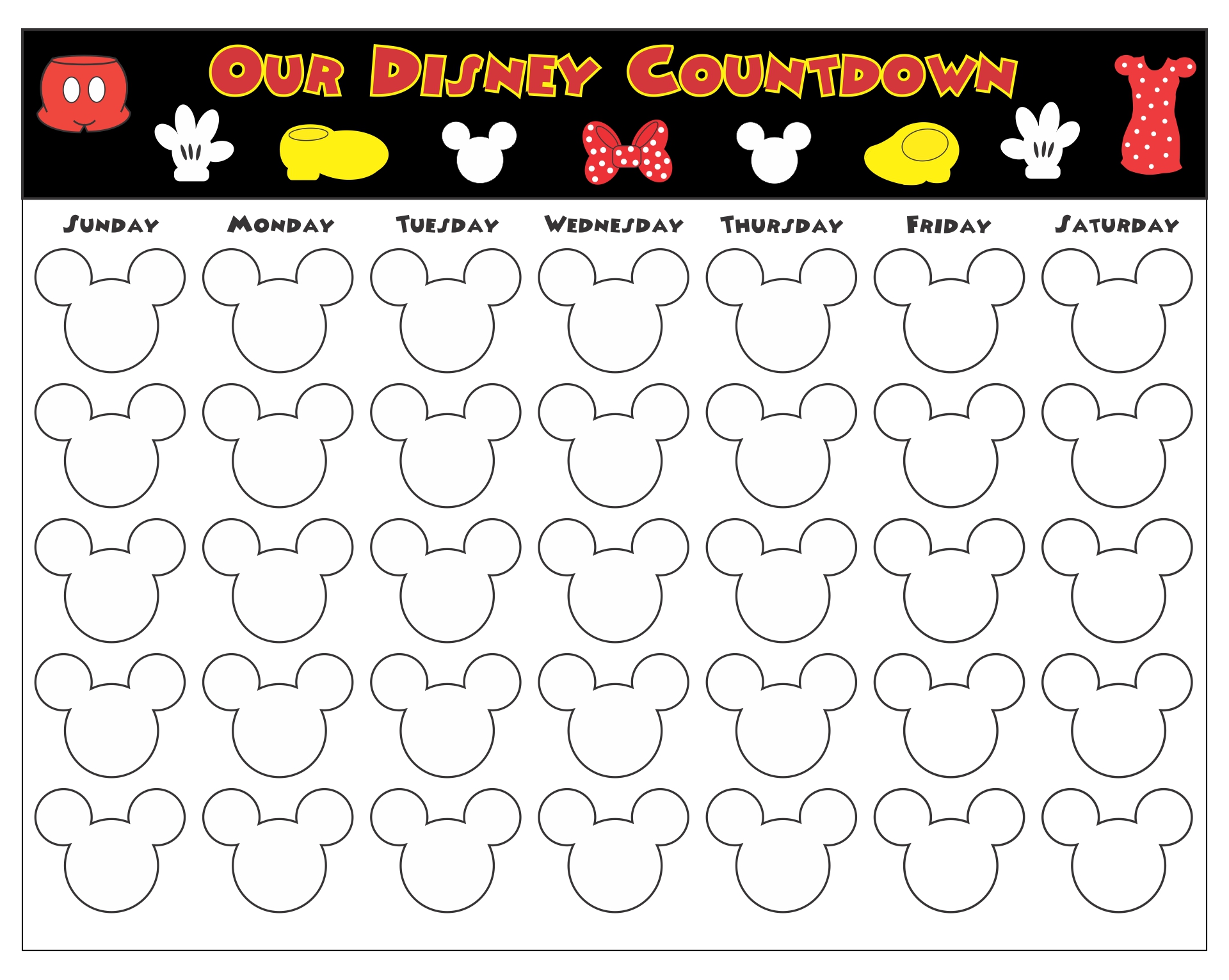 Printable Disney Countdown Numbers