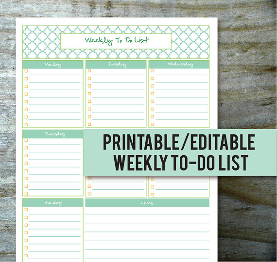 Editable Weekly to Do List Printable