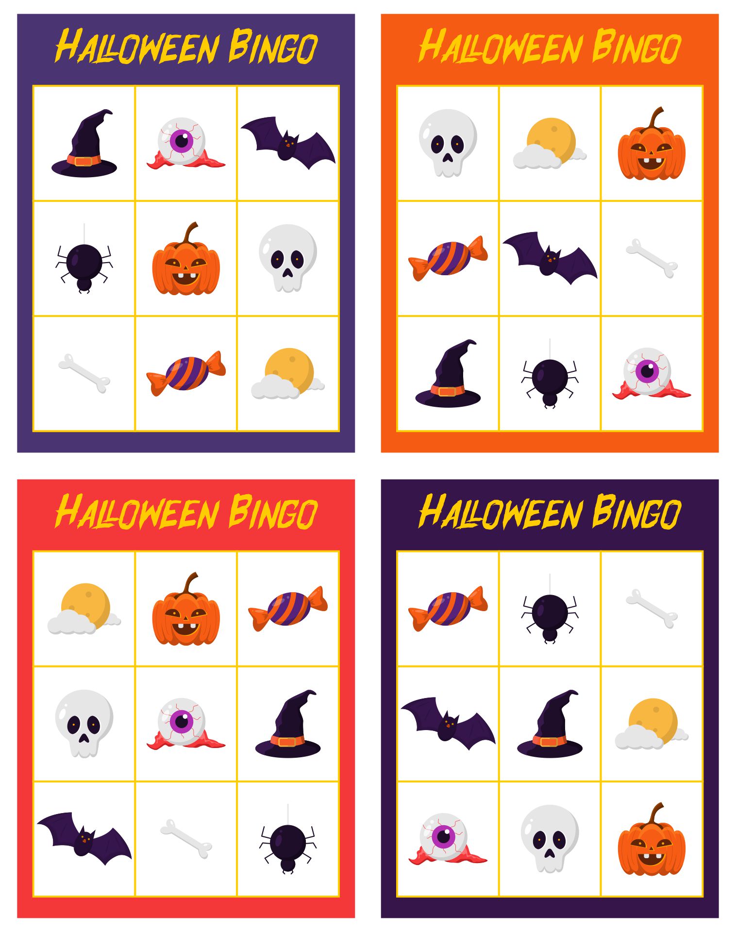 Free Printable Halloween Bingo Cards For Classroom Parties Happy | My ...