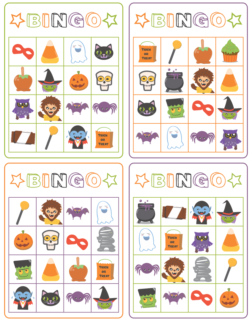 Halloween Bingo Game Printable Different Cards Party My XXX Hot Girl