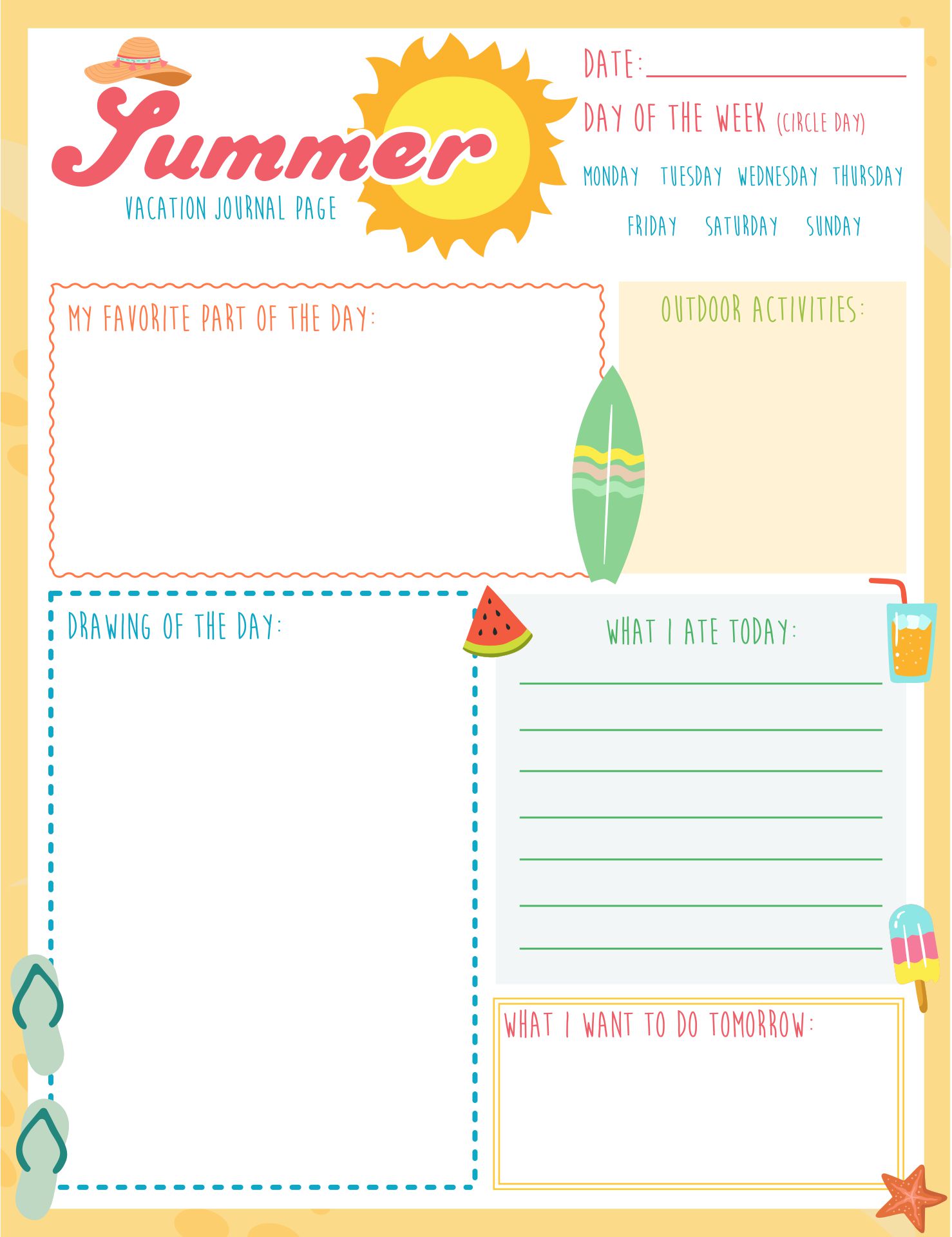 Printable Summer Journal Kids