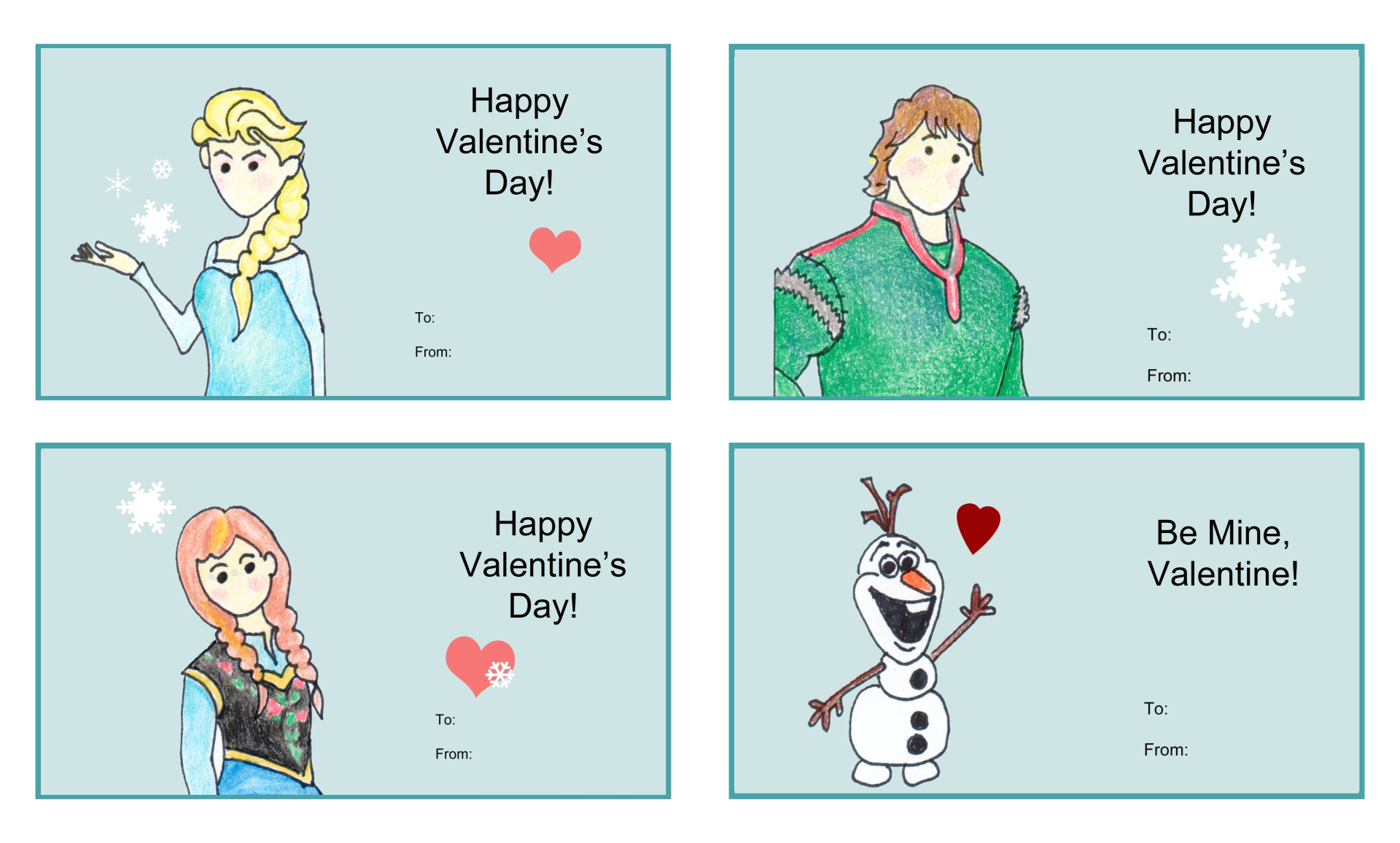 Frozen Disney Valentines Day Cards