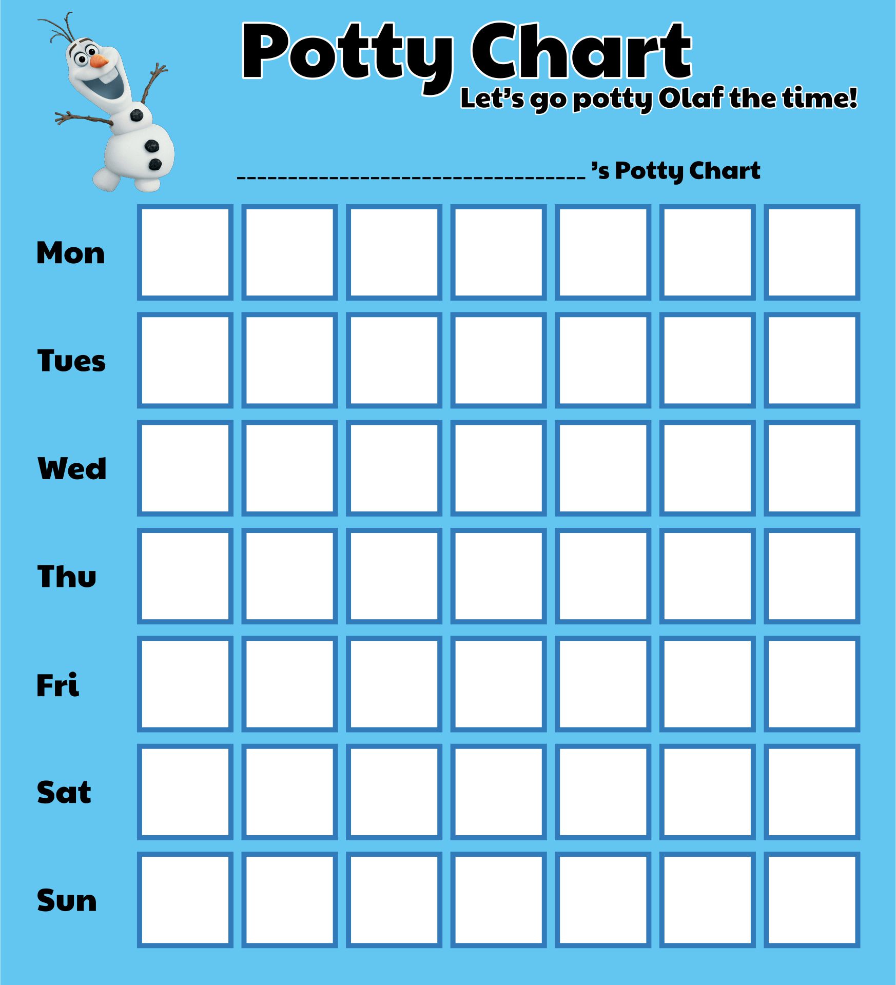Frozen Potty Training Chart