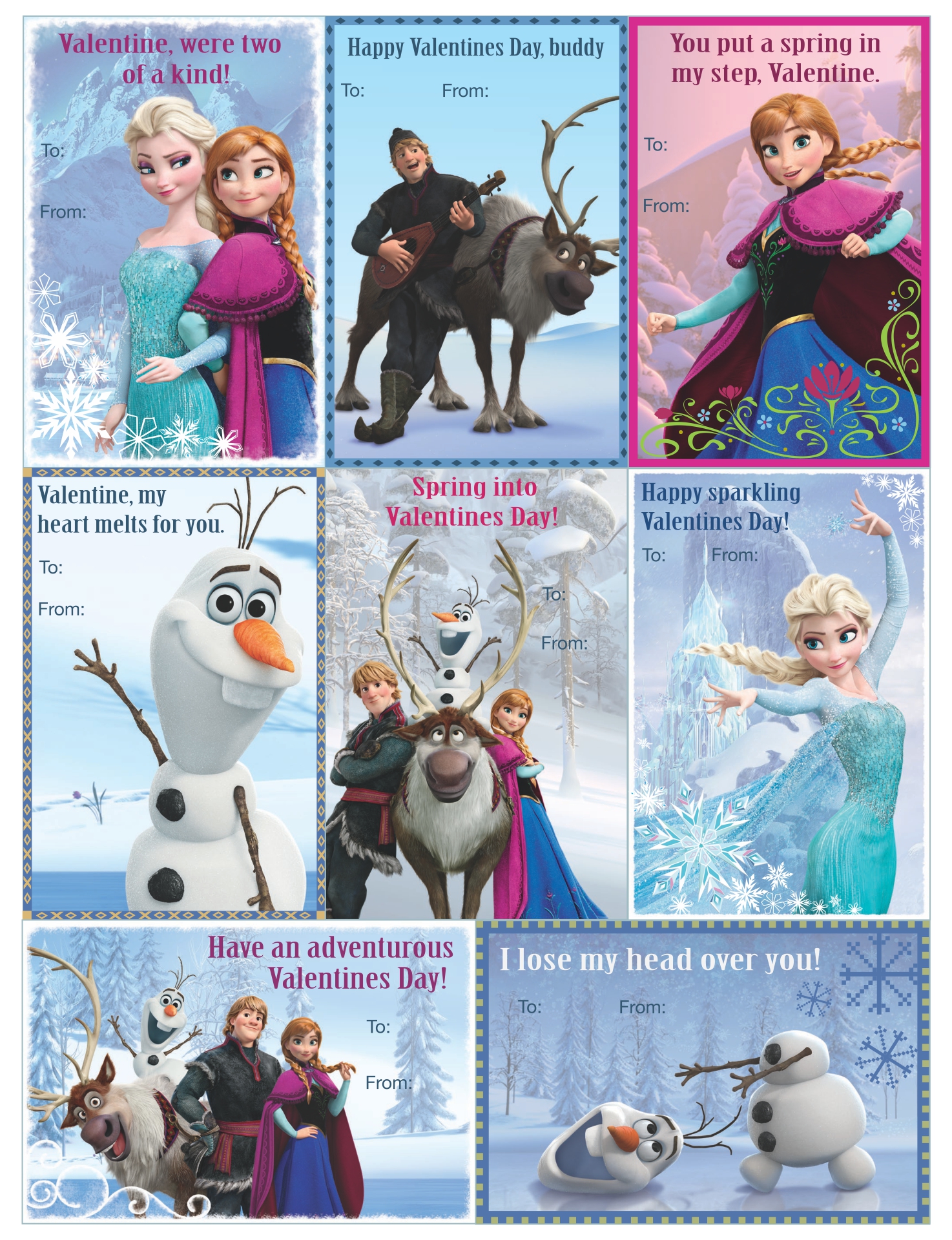 Printable Frozen Valentine Cards