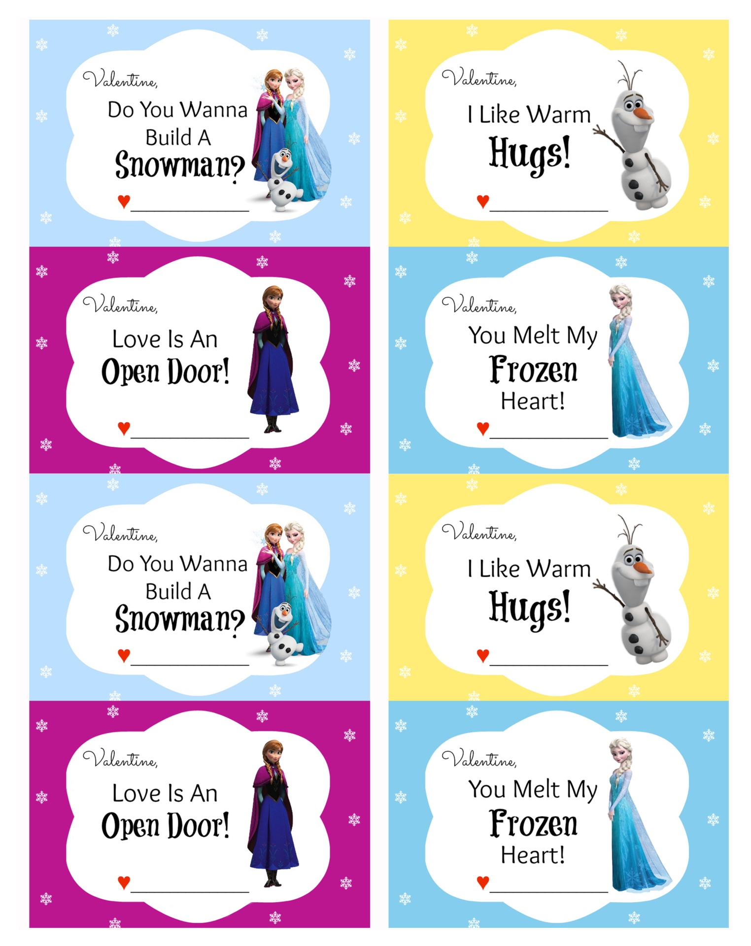 Frozen Valentine Cards