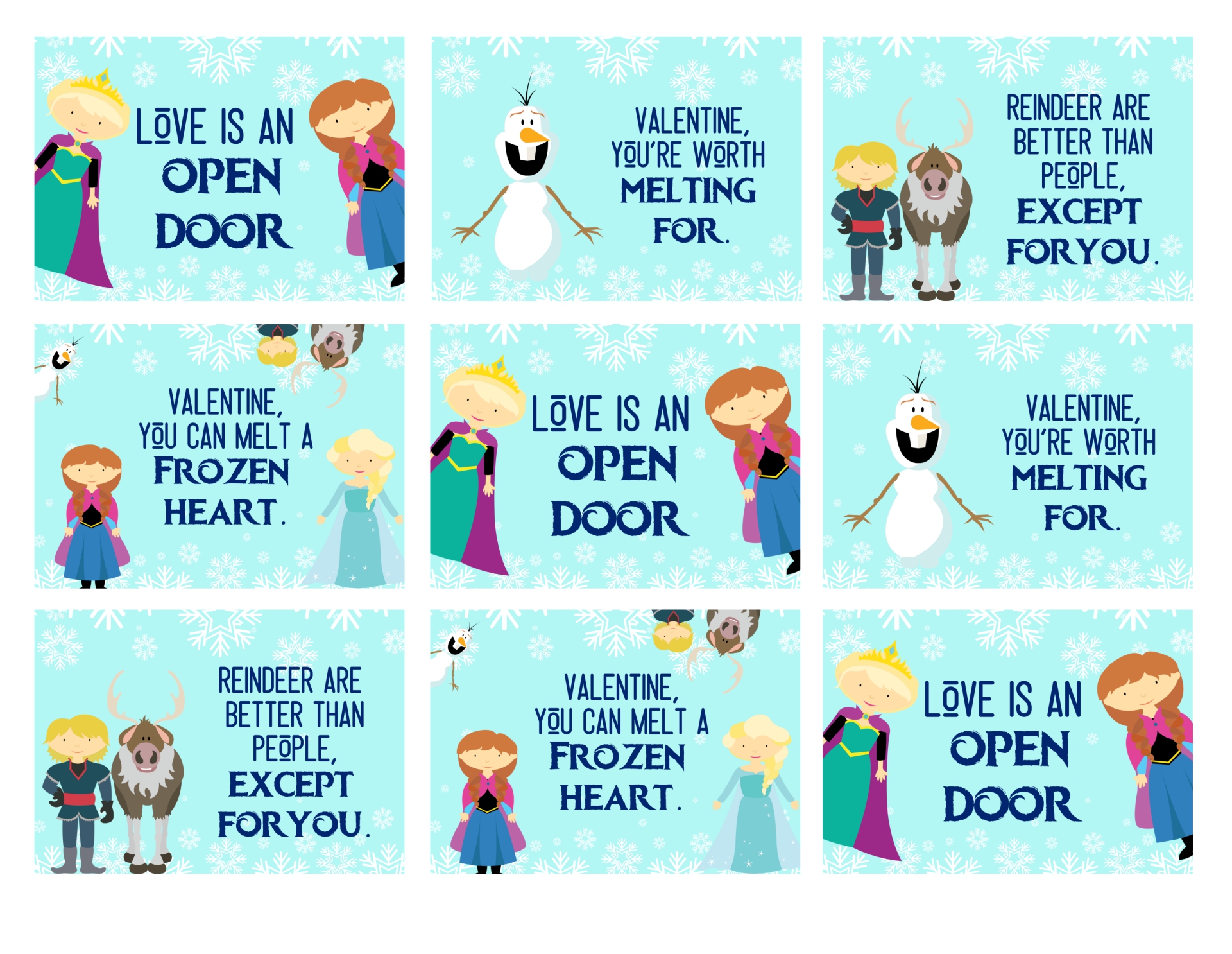 Frozen Valentines Day Cards Printable