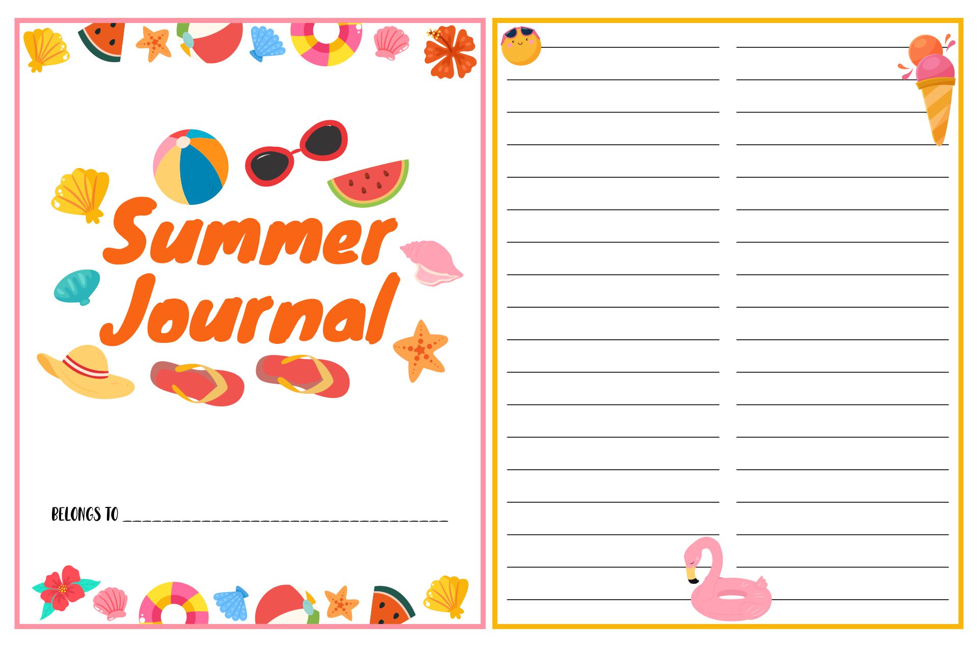 Kids Summer Journal Printable