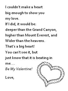 Printable Valentine Poem for Parents