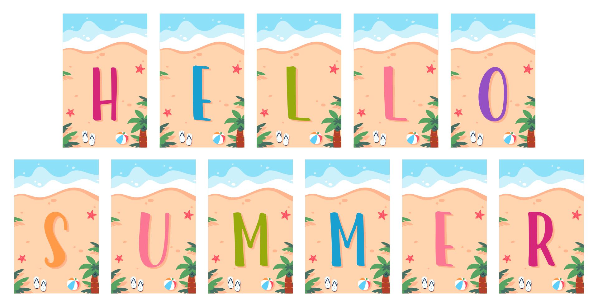 Summer Banners Printable Alphabet Letters