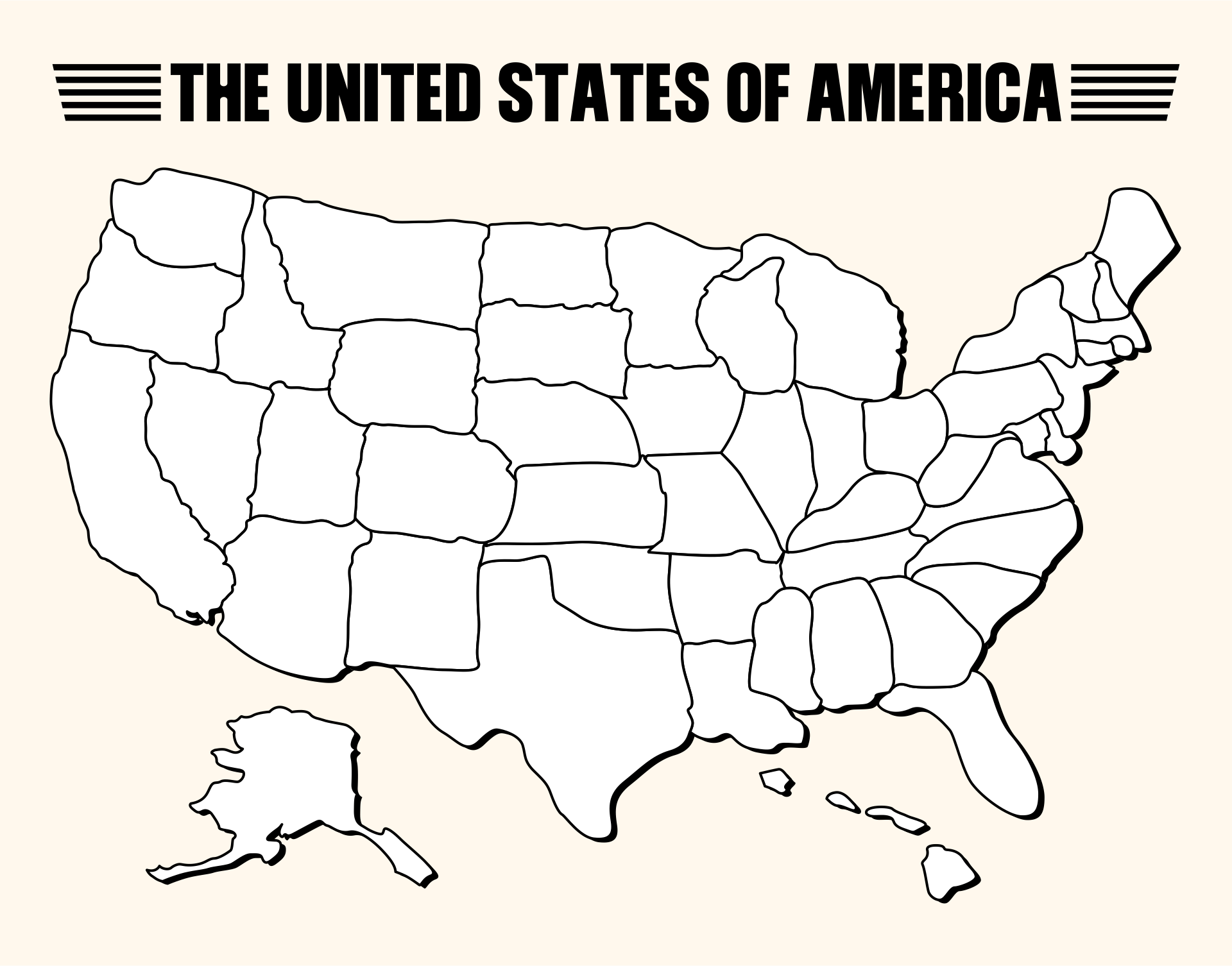 50 States Map Blank Fill
