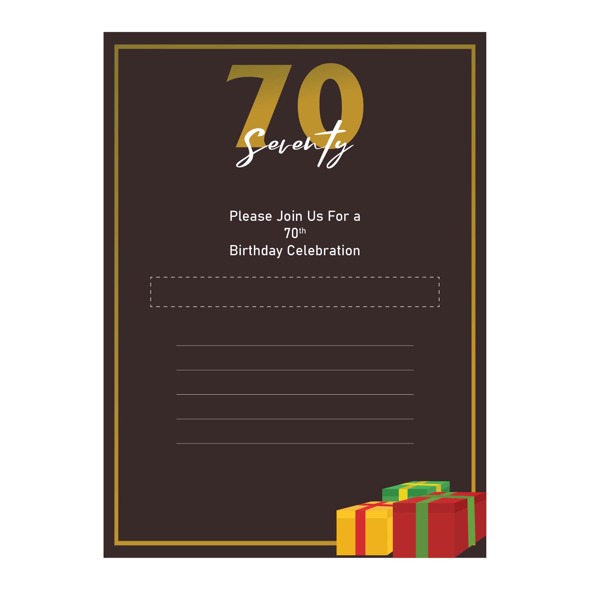 70th Birthday Invitations  Printable