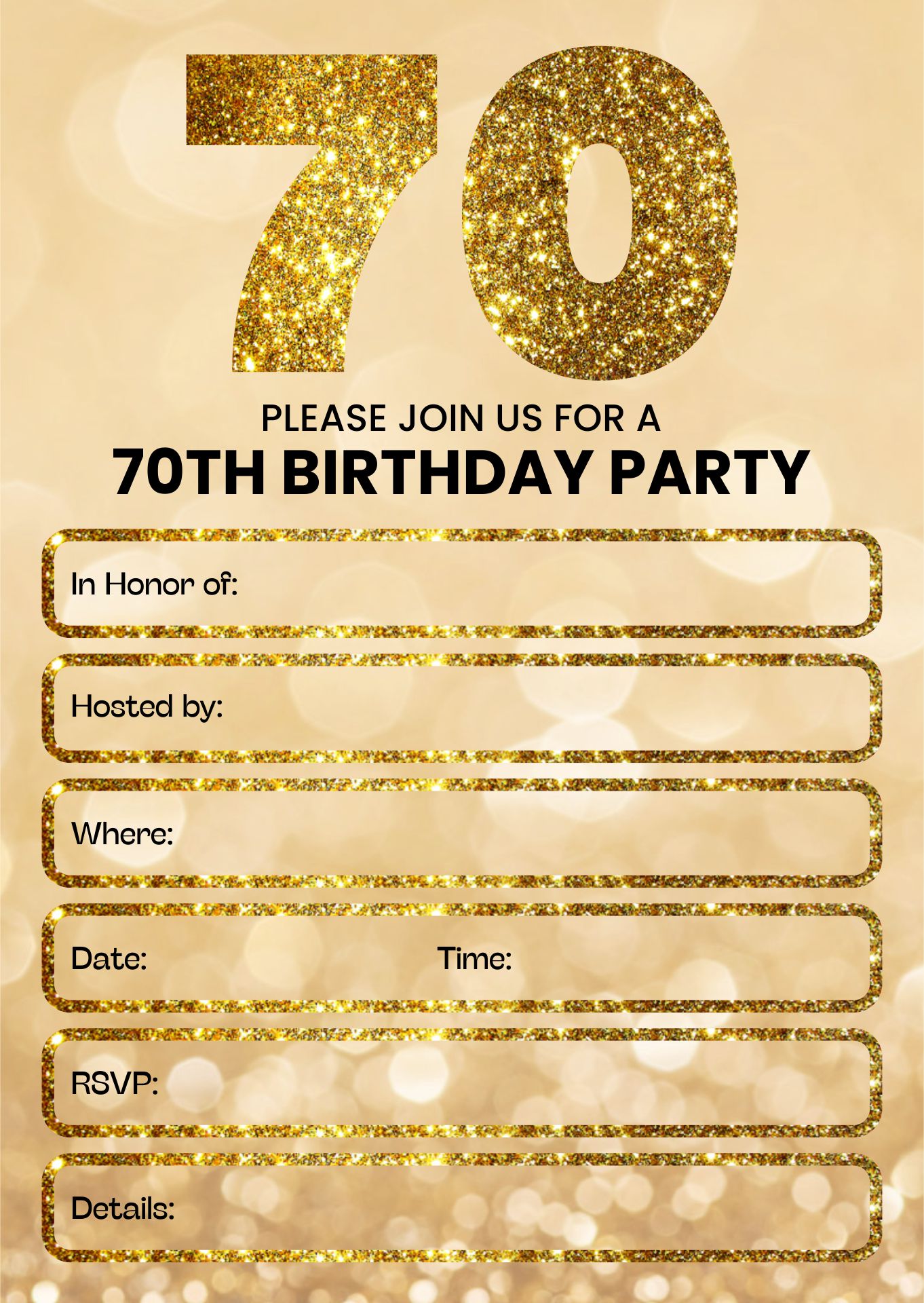 Free 70th Birthday Party Invitations Printable