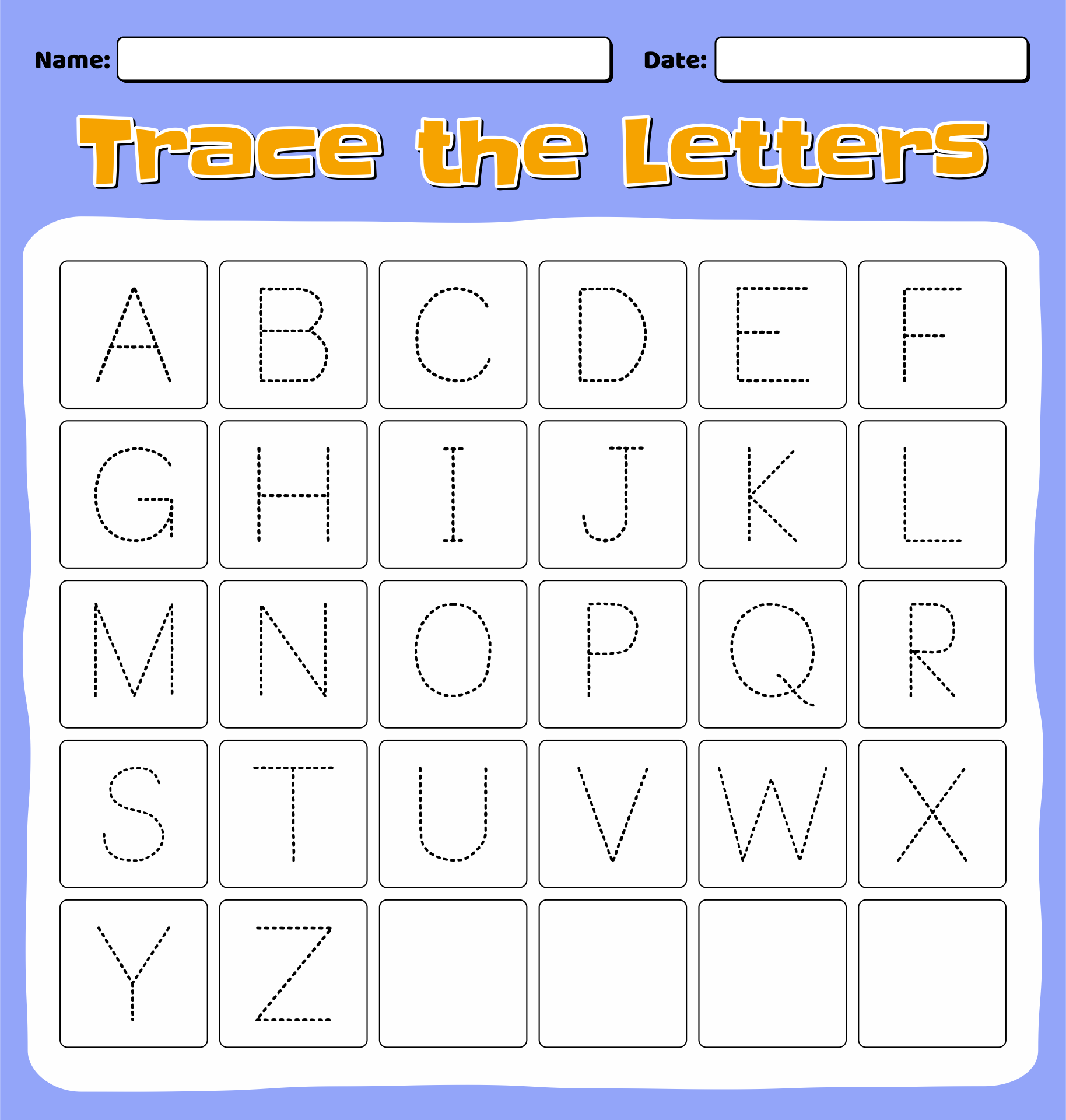  Printable Alphabet Letter Tracing Worksheets