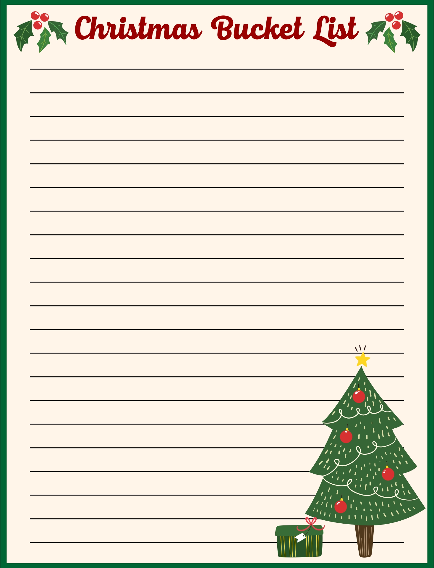 Blank Bucket List Christmas Printables