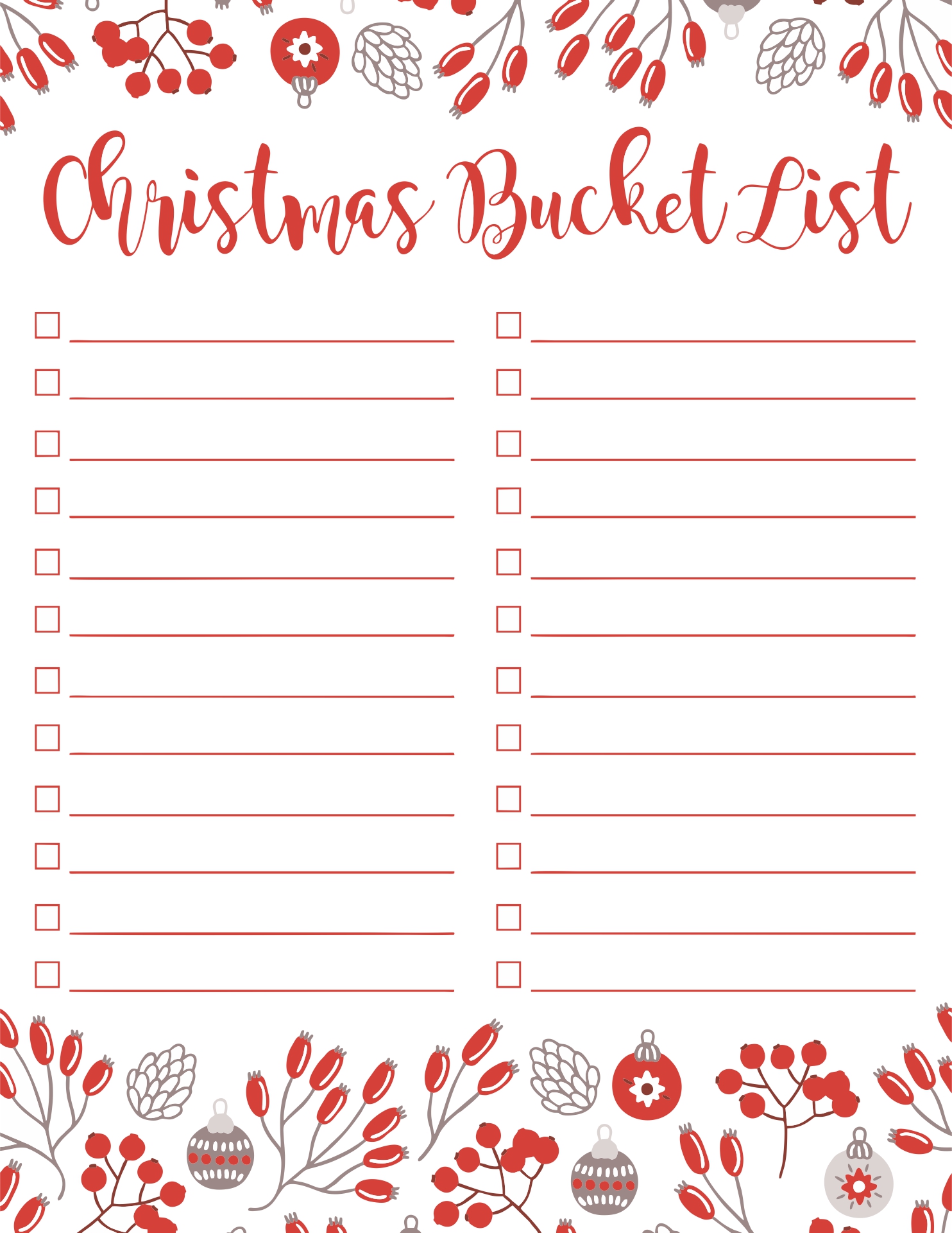 Printable Bucket Template