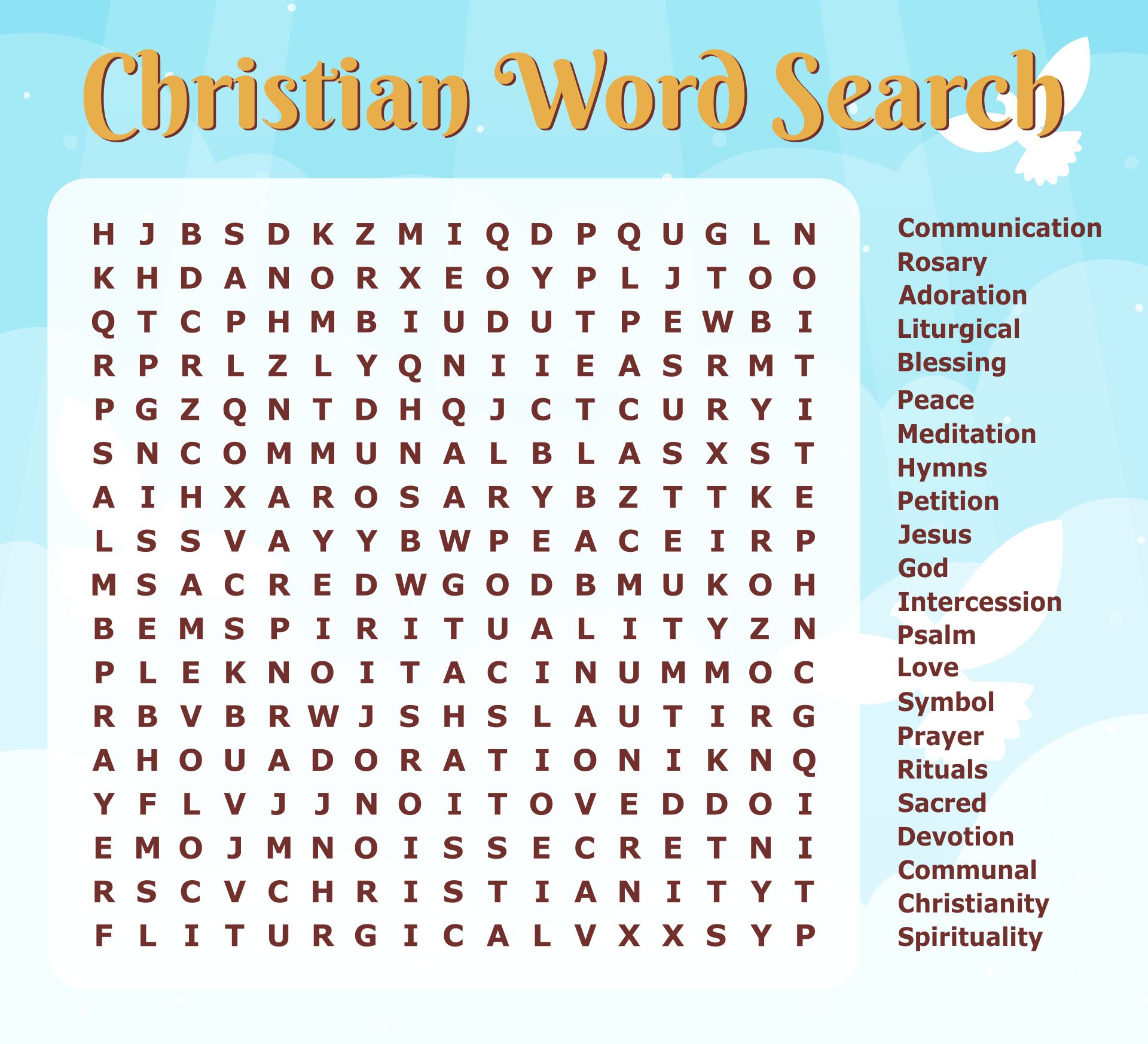  Printable Christian Word Search Puzzles