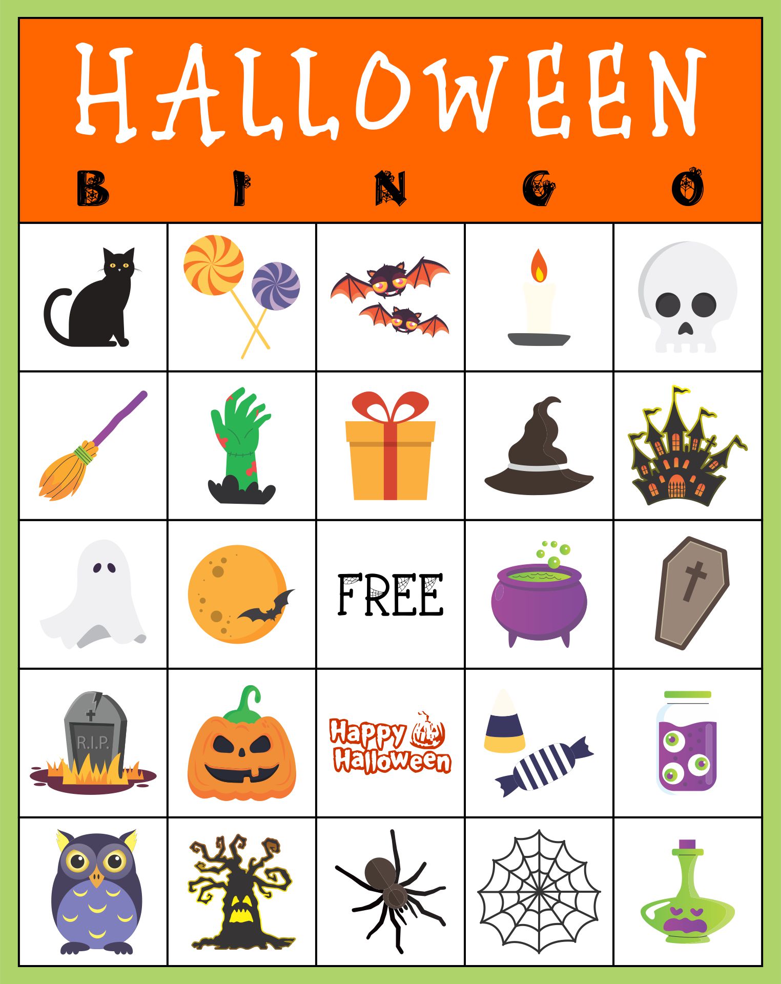 6 Best Printable Halloween Bingo Card Template