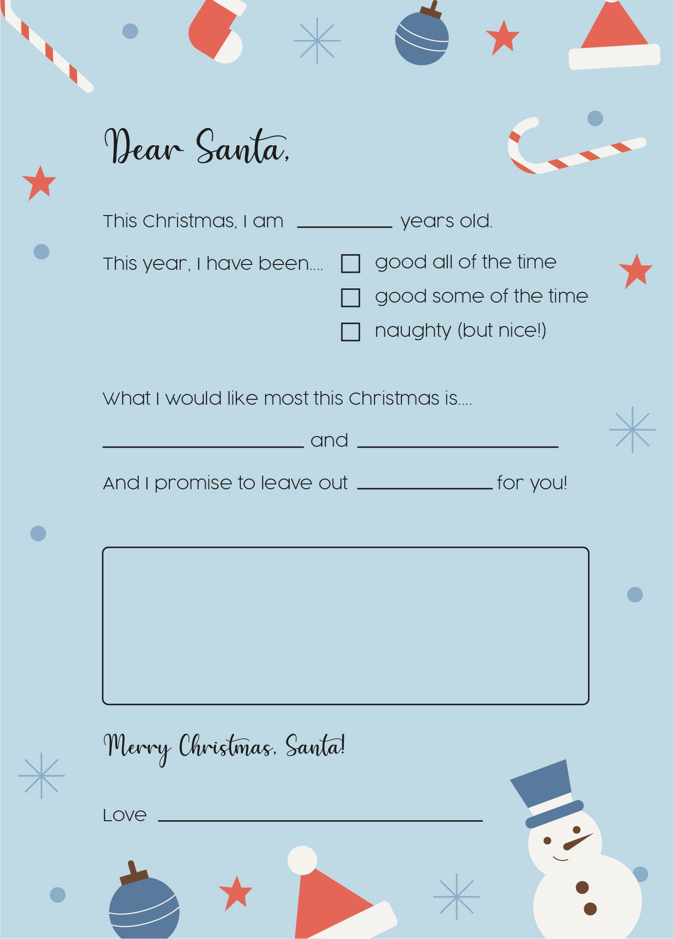 Printable Letter From Santa Template