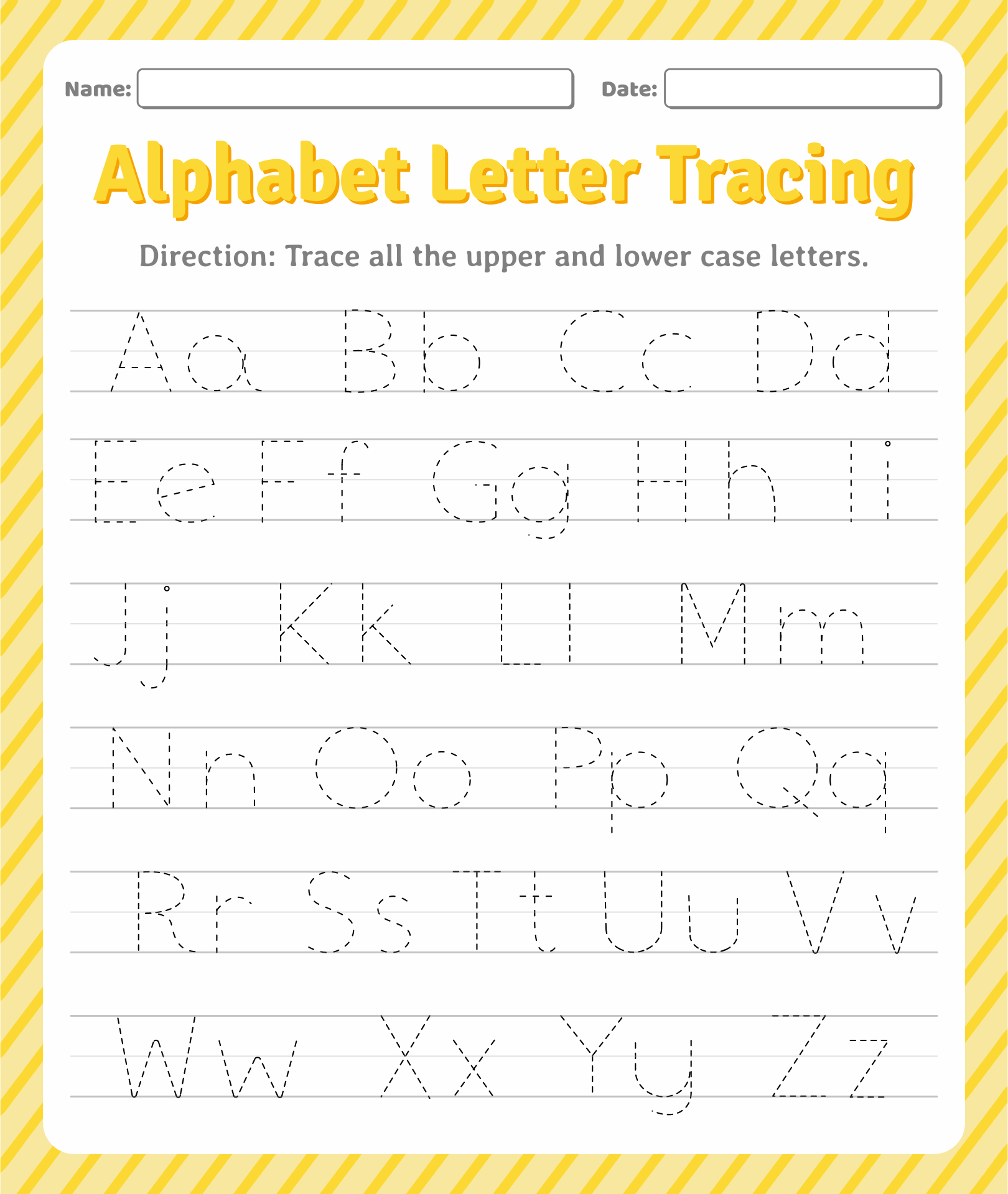 Alphabet Letter Tracing Worksheets - 8 Free PDF Printables | Printablee