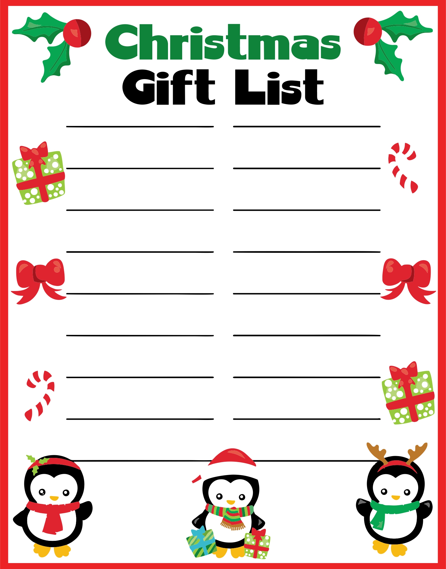 Christmas List Template Printable Printable World Holiday