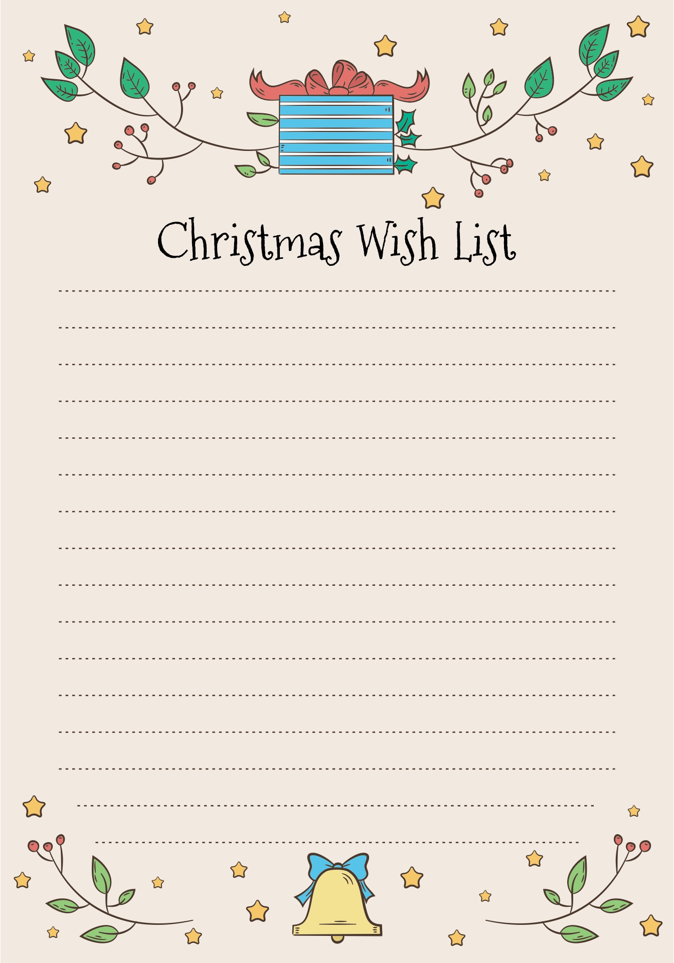 Printable Christmas Wish List Paper