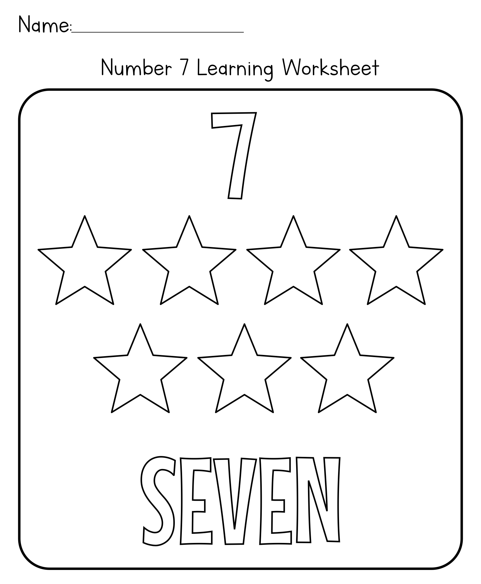 Printable Preschool Worksheets Number 7