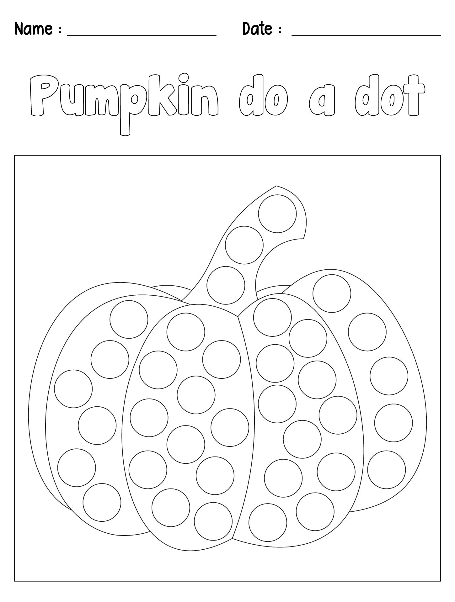 Pumpkin Do a Dot Printable Pages