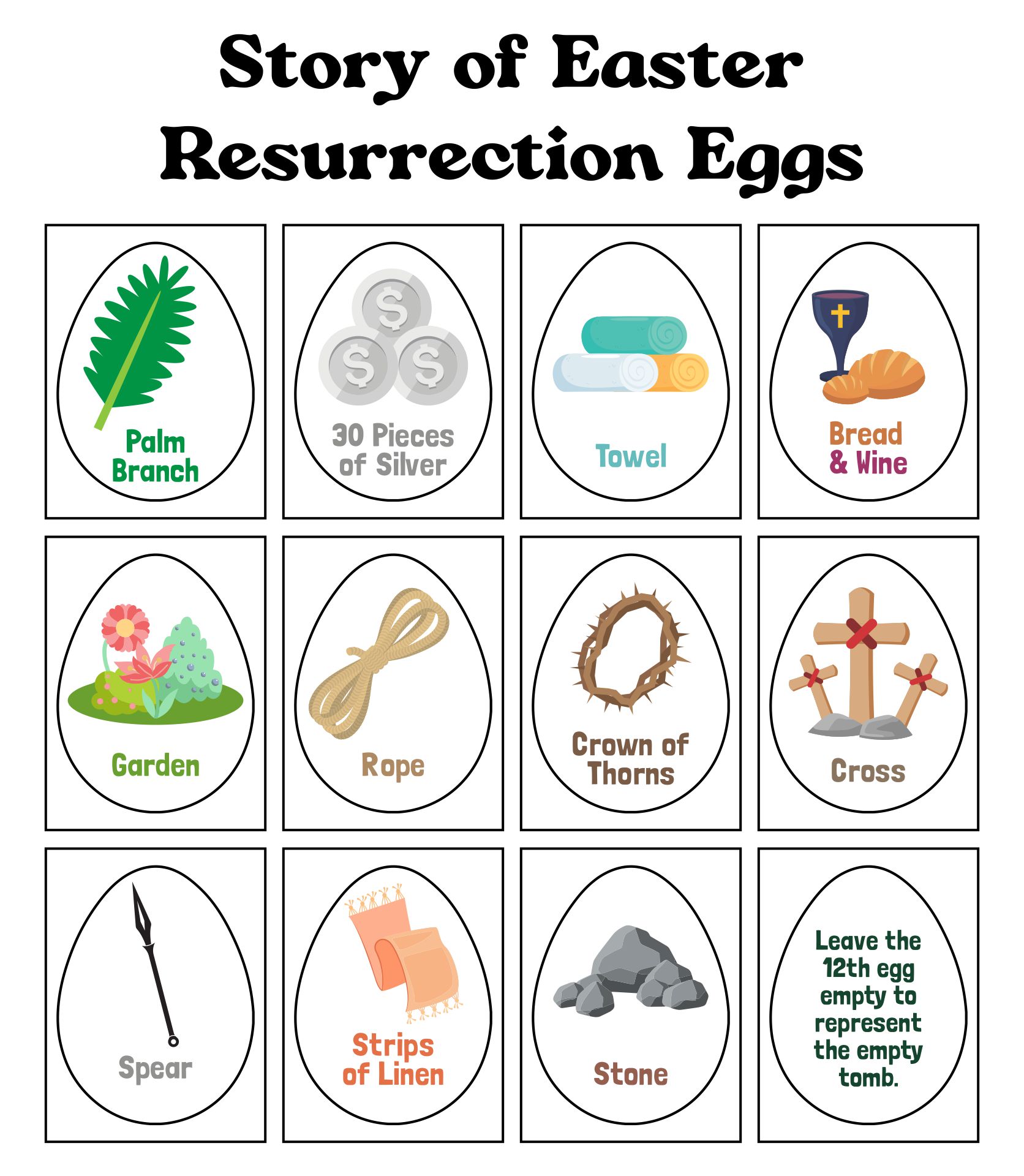 Story of Easter Resurrection Eggs Printables