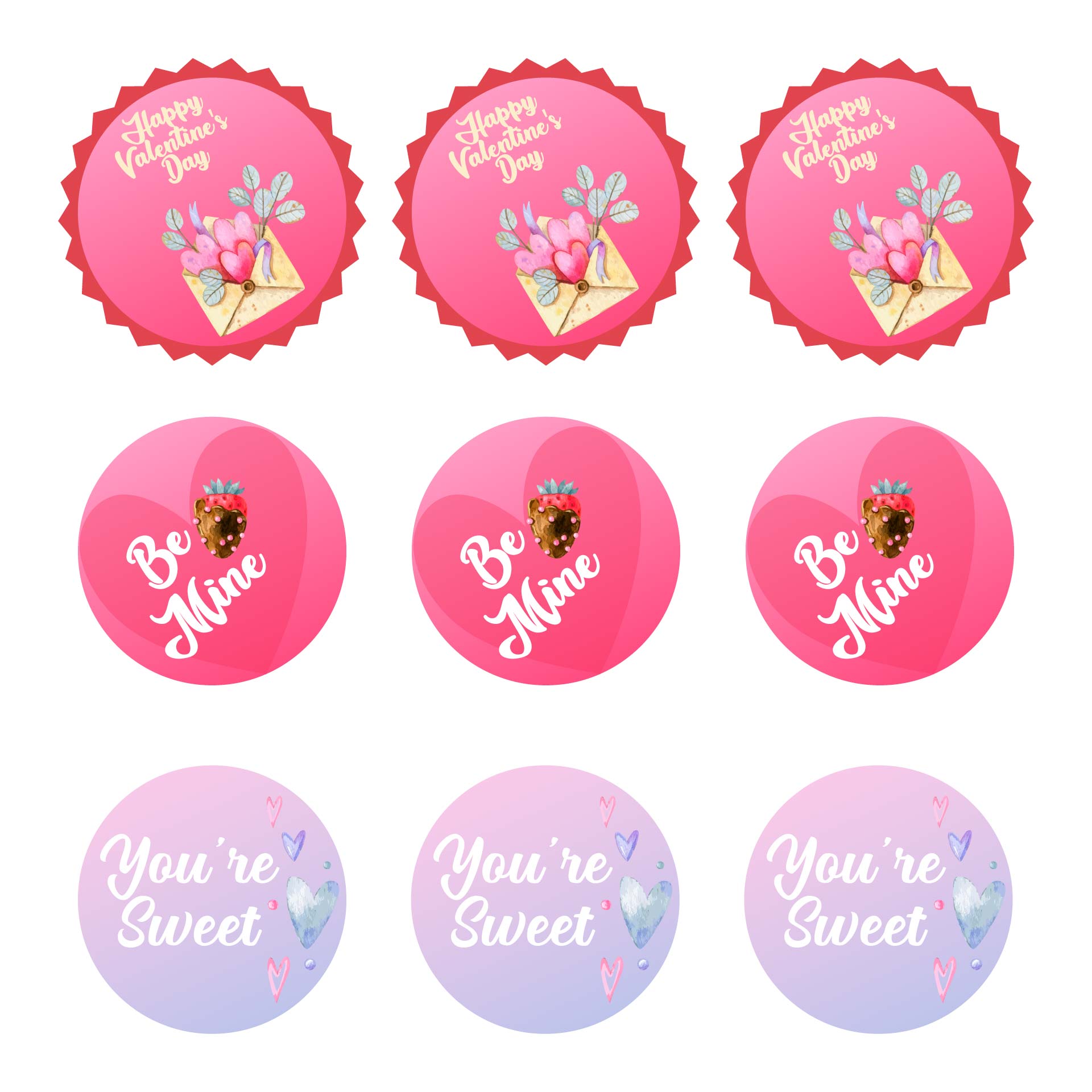 Valentines Cupcake Toppers Printables