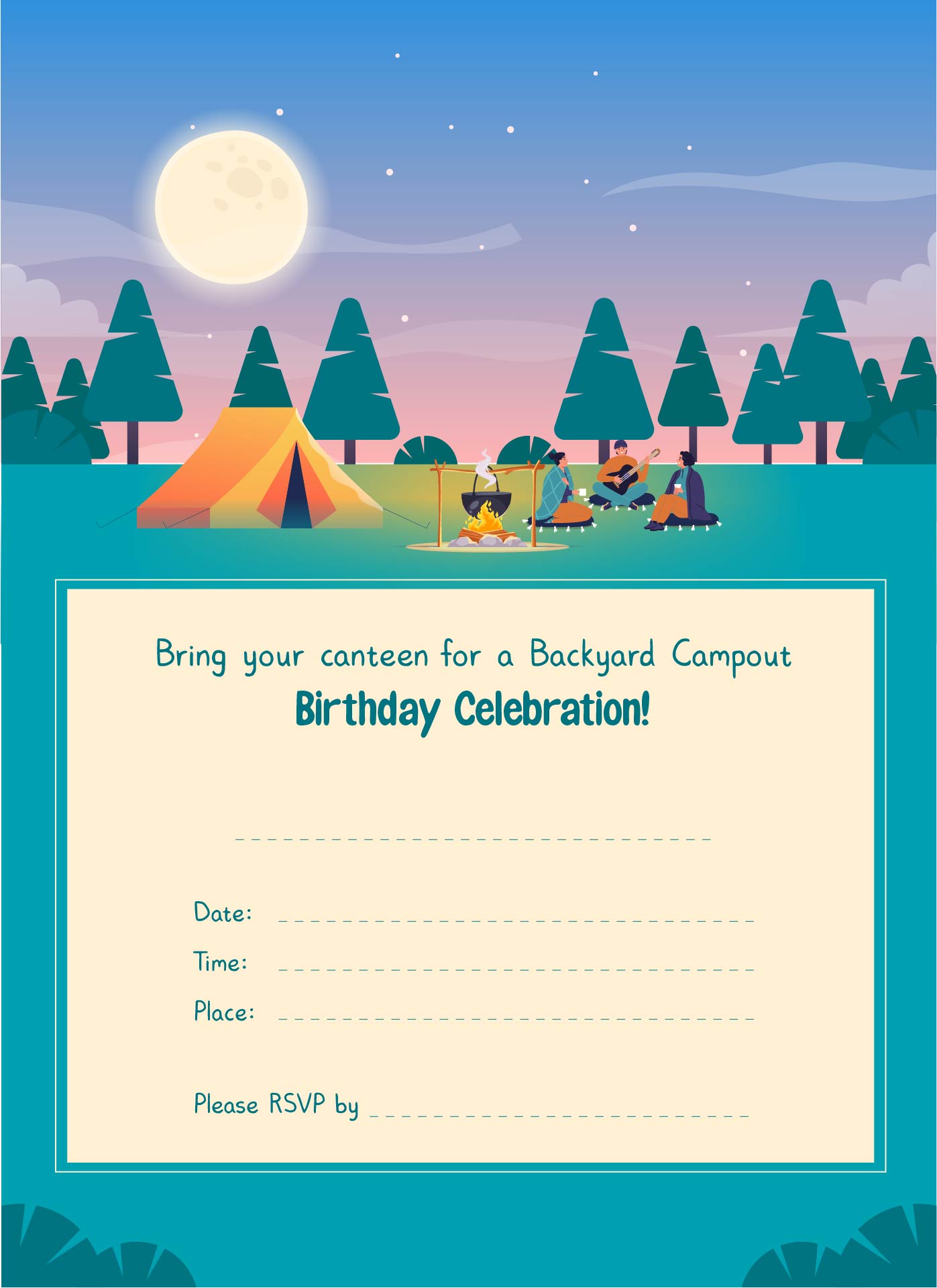 Camping Party Invitations Printable Free