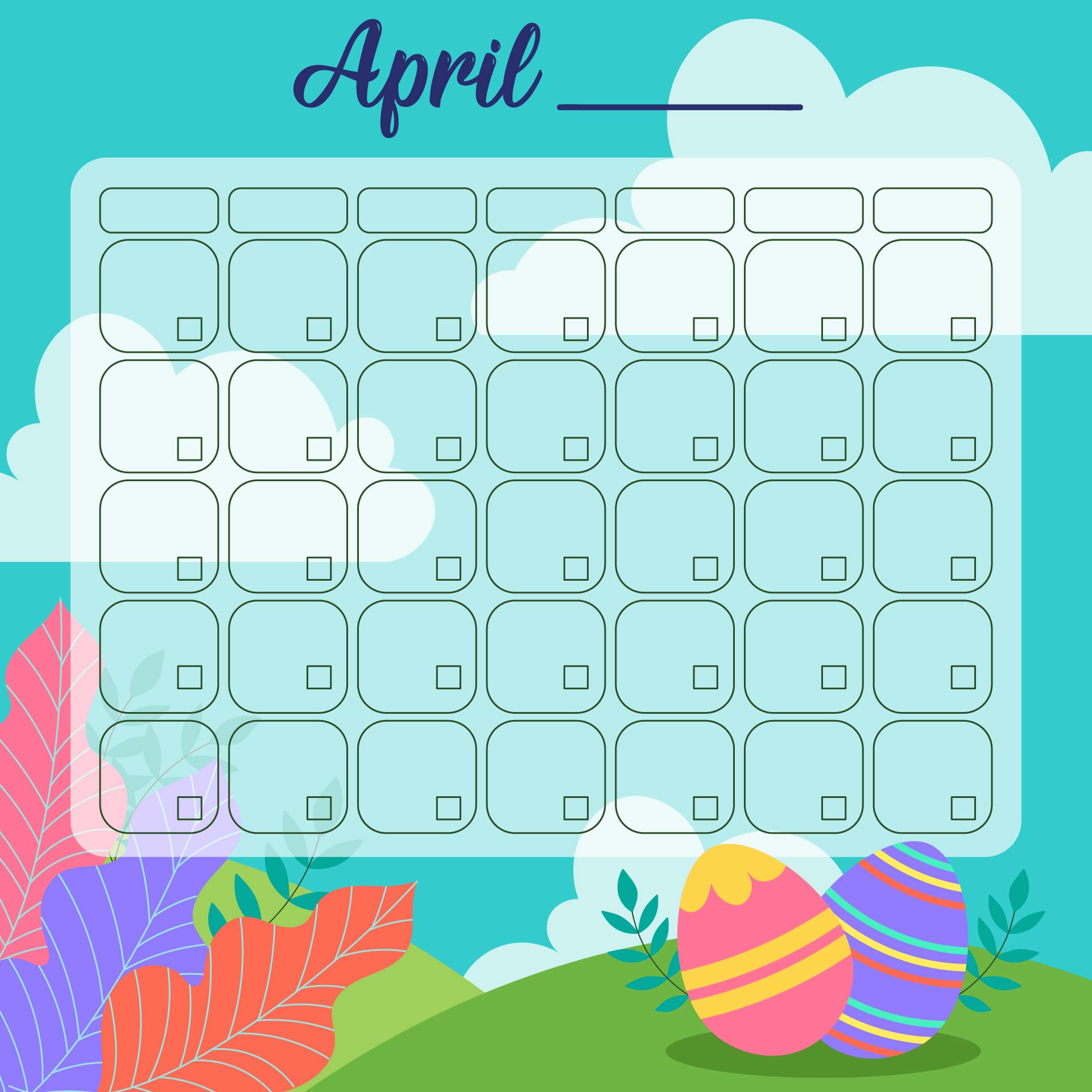 Easter April 2015 Calendar Printable