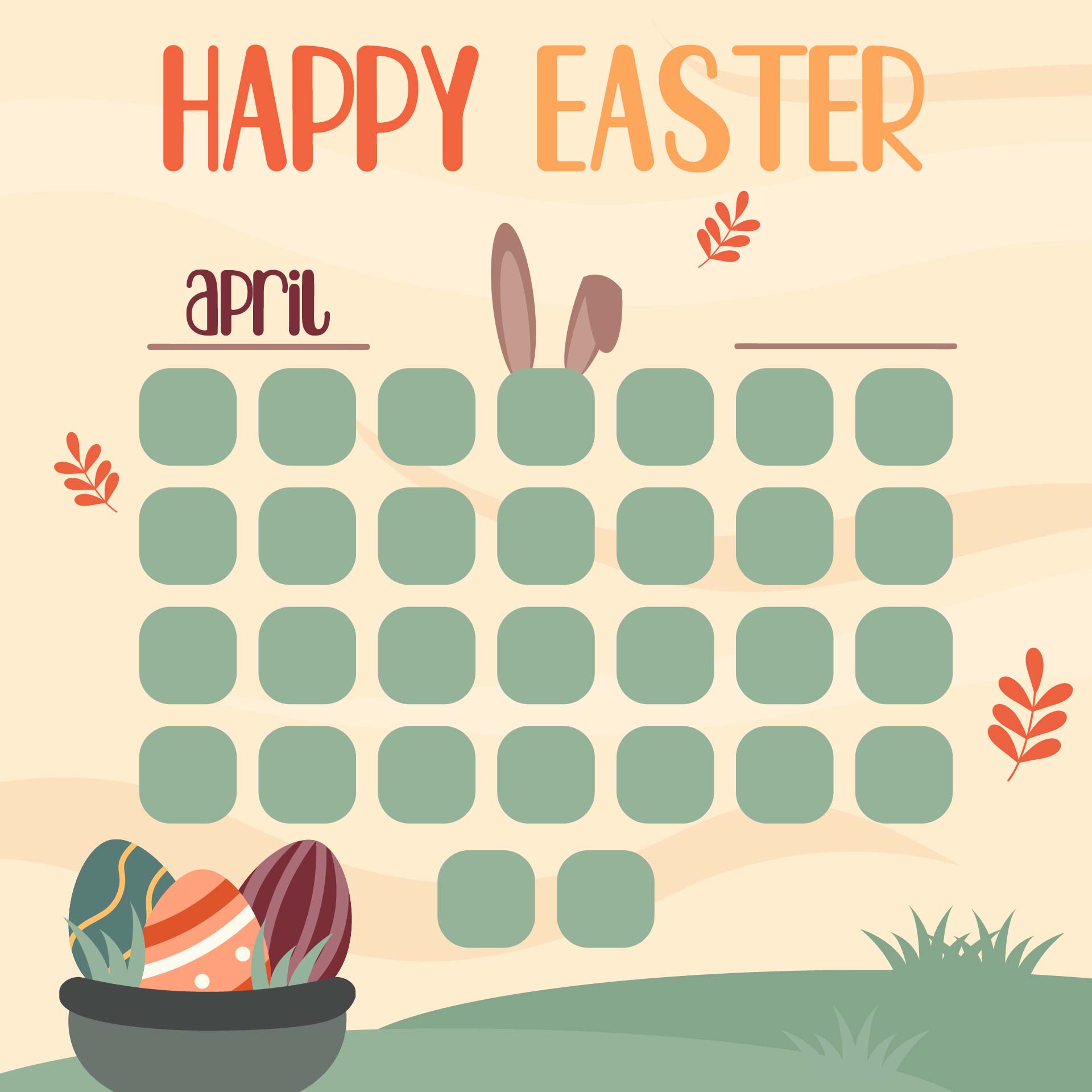 Easter April 2015 Calendar Printable