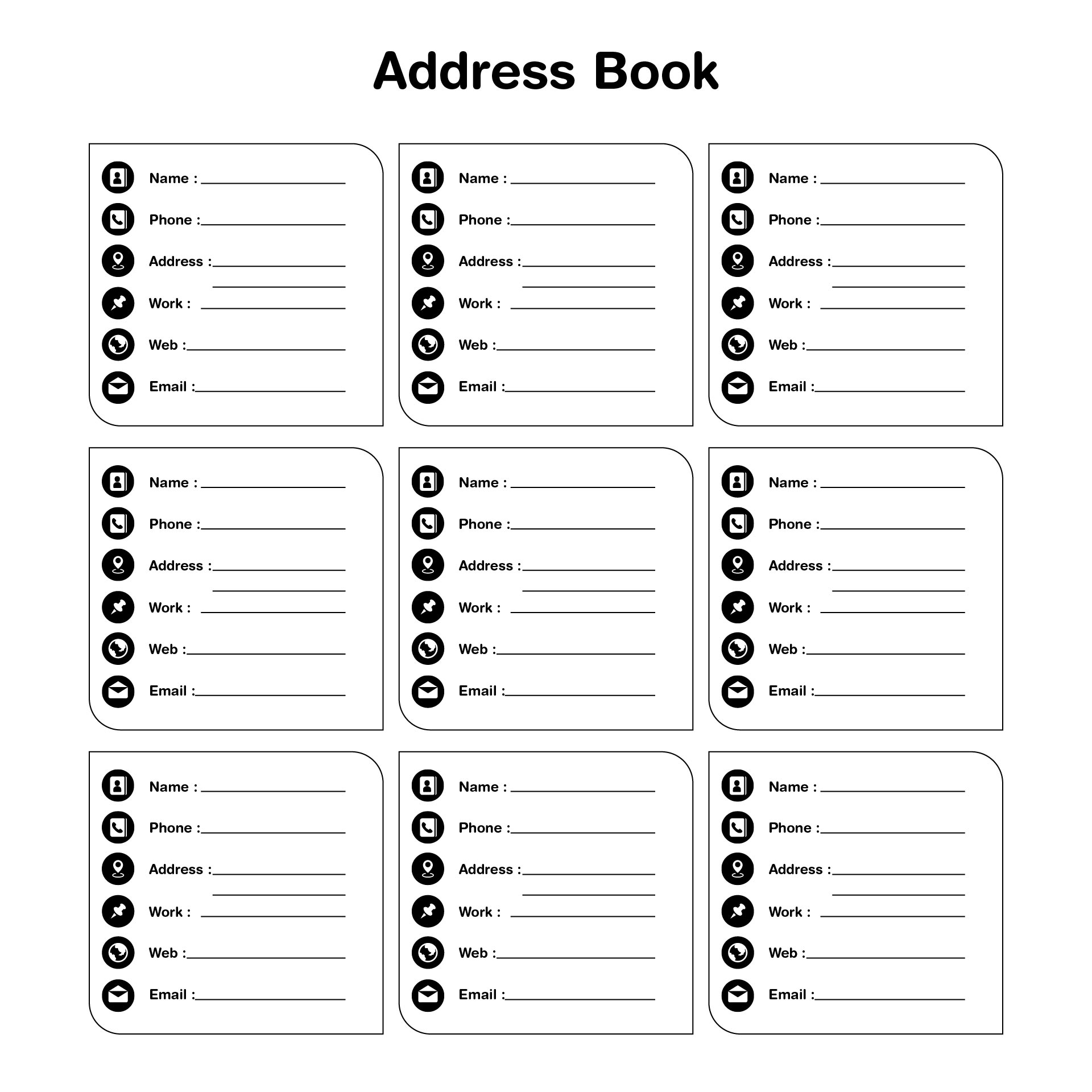 Printable Address Book Templates
