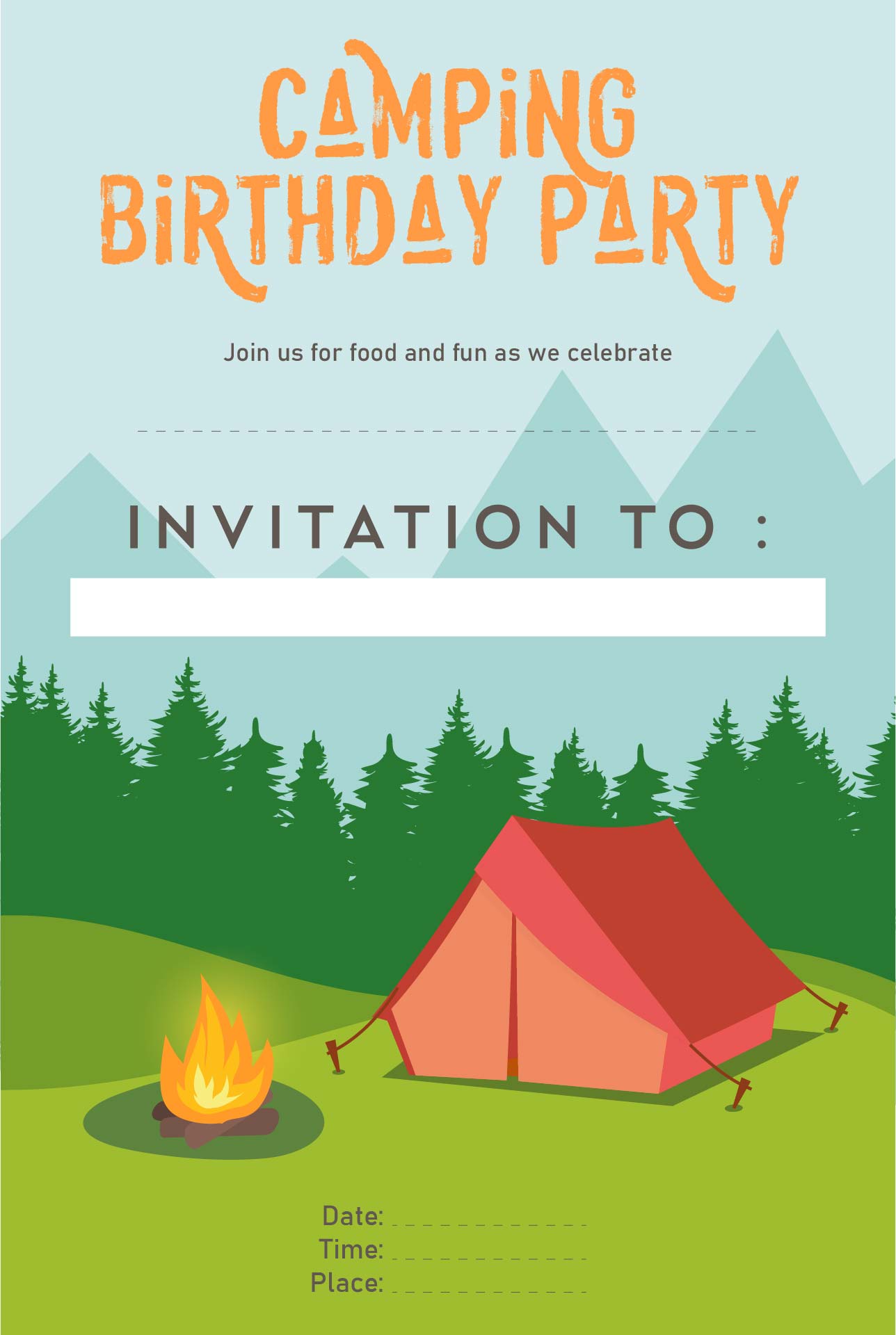 Printable Camping Birthday Party Invitations