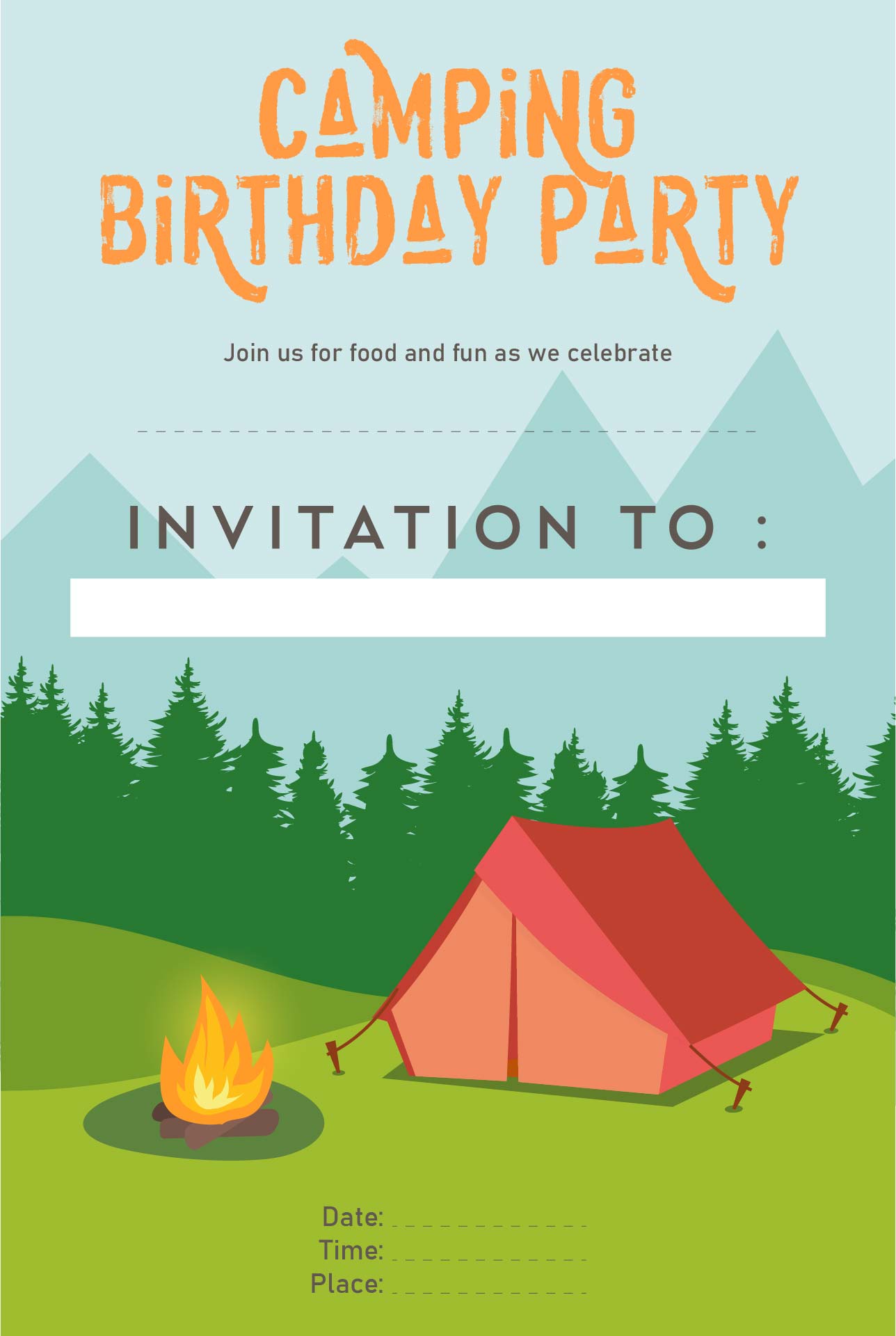 Camping Party Invitations Free 10 Free PDF Printables Printablee