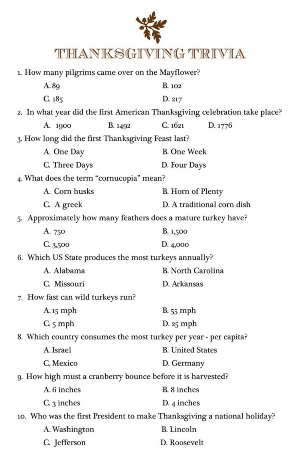 6 Best Printable Kids Trivia Questions And Answers - printablee.com