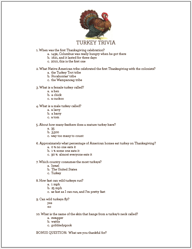 Printable Kids Trivia Questions and Answers