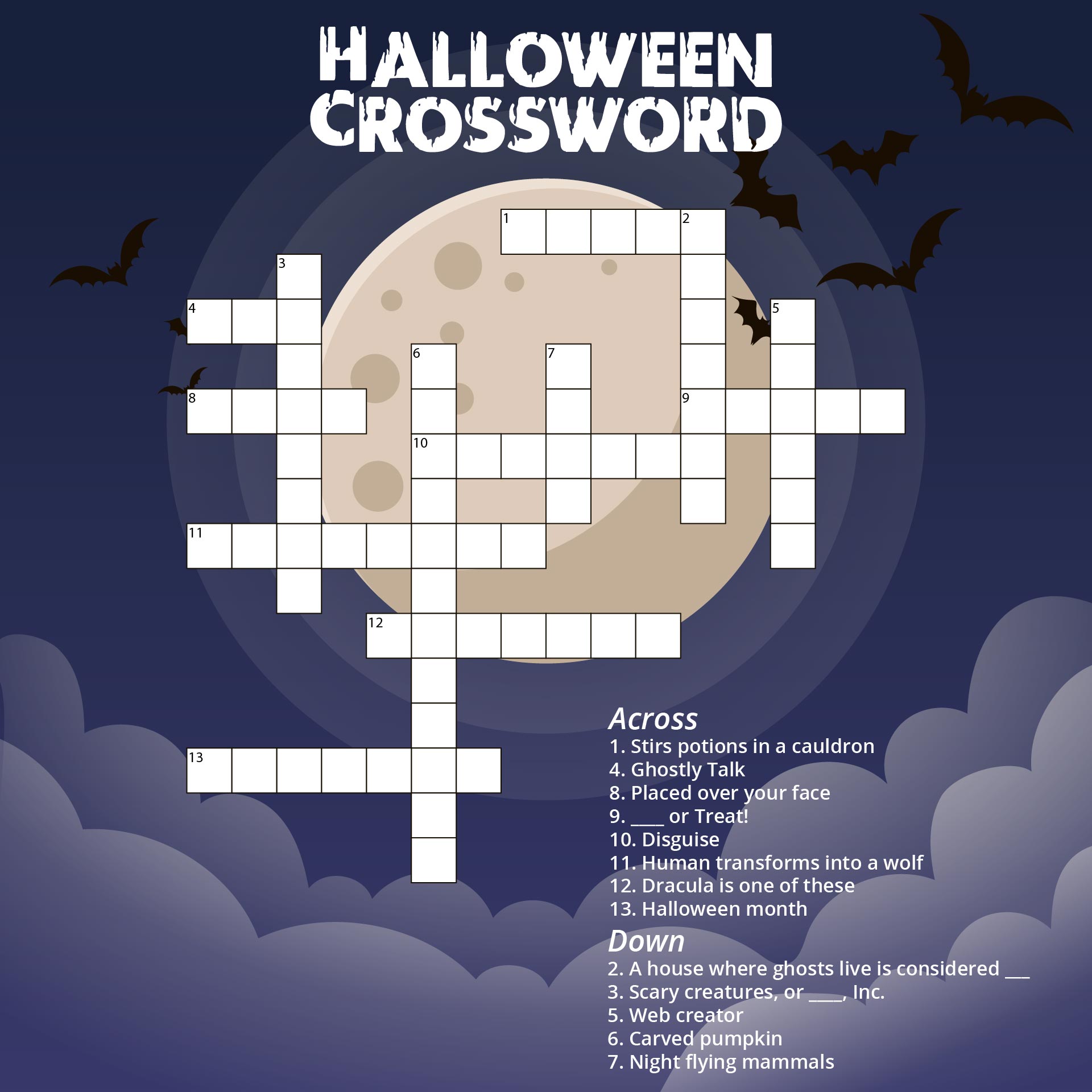  Printable Halloween Crossword Puzzle