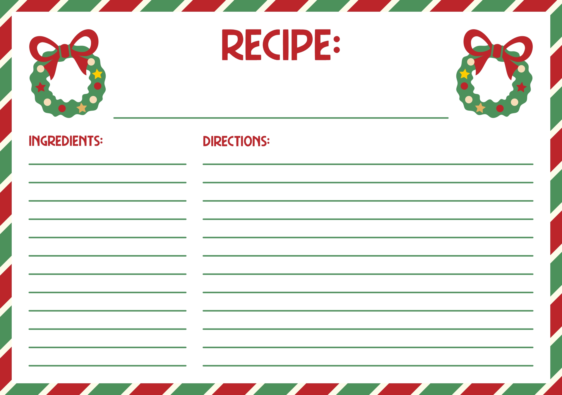 Printable Templates Christmas Recipe