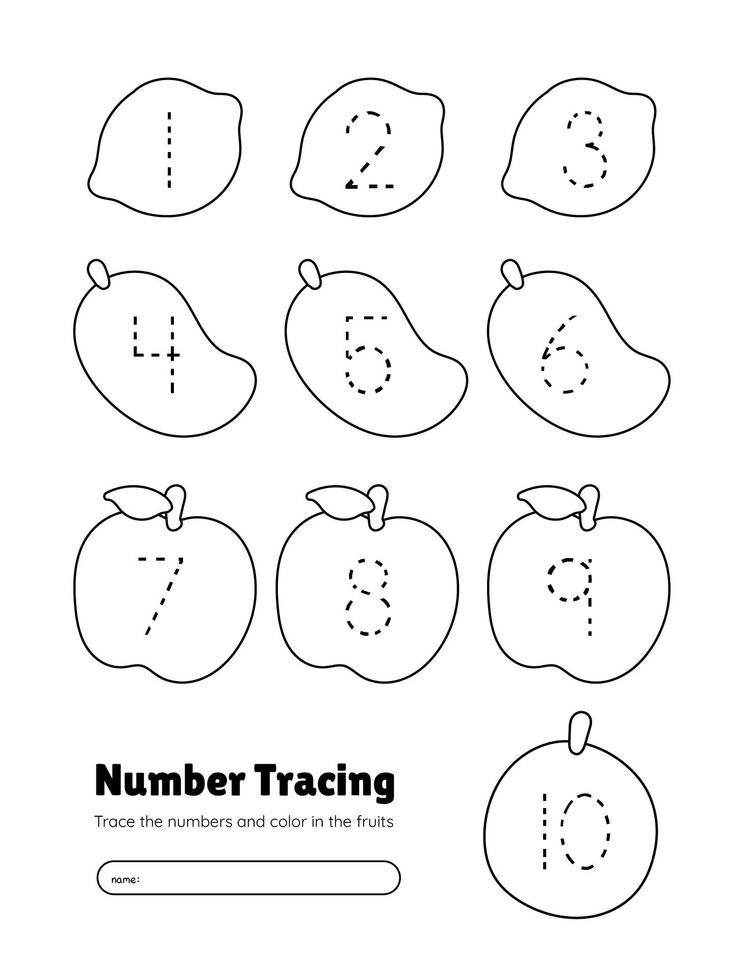 Printable Numbers Tracing Worksheets Preschool