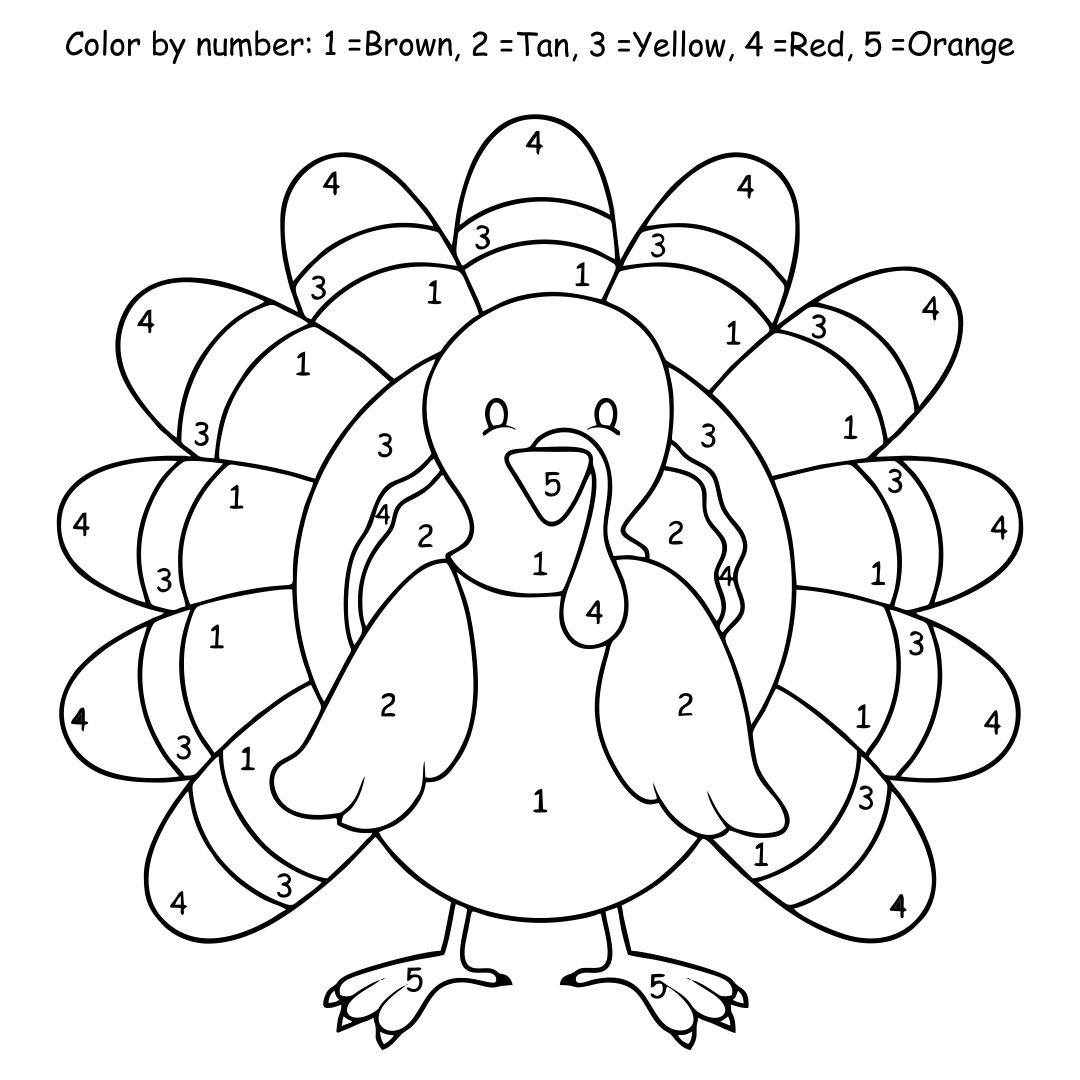 Free Printable Color By Number Thanksgiving Worksheets