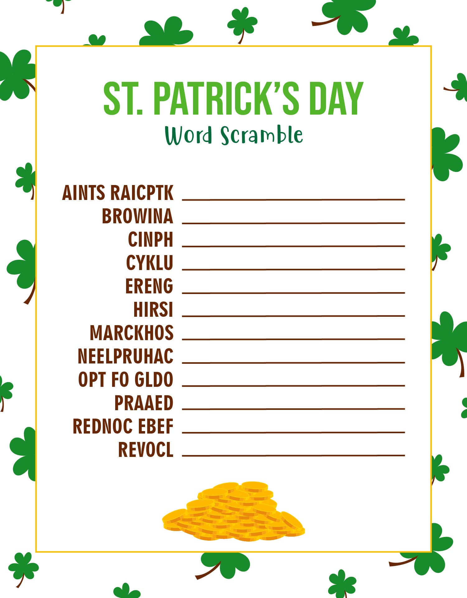 St Patricks Day Printable Games