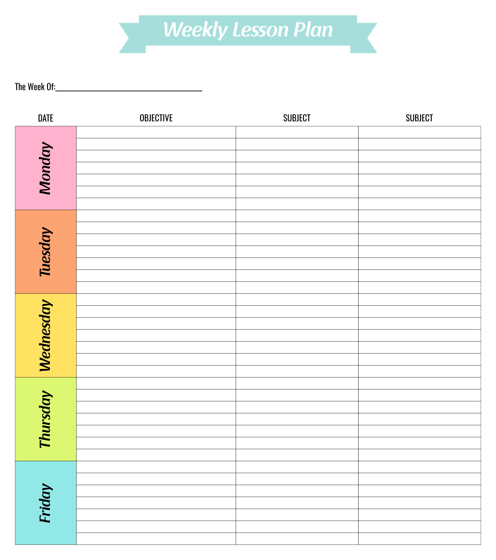 digital lesson planner template