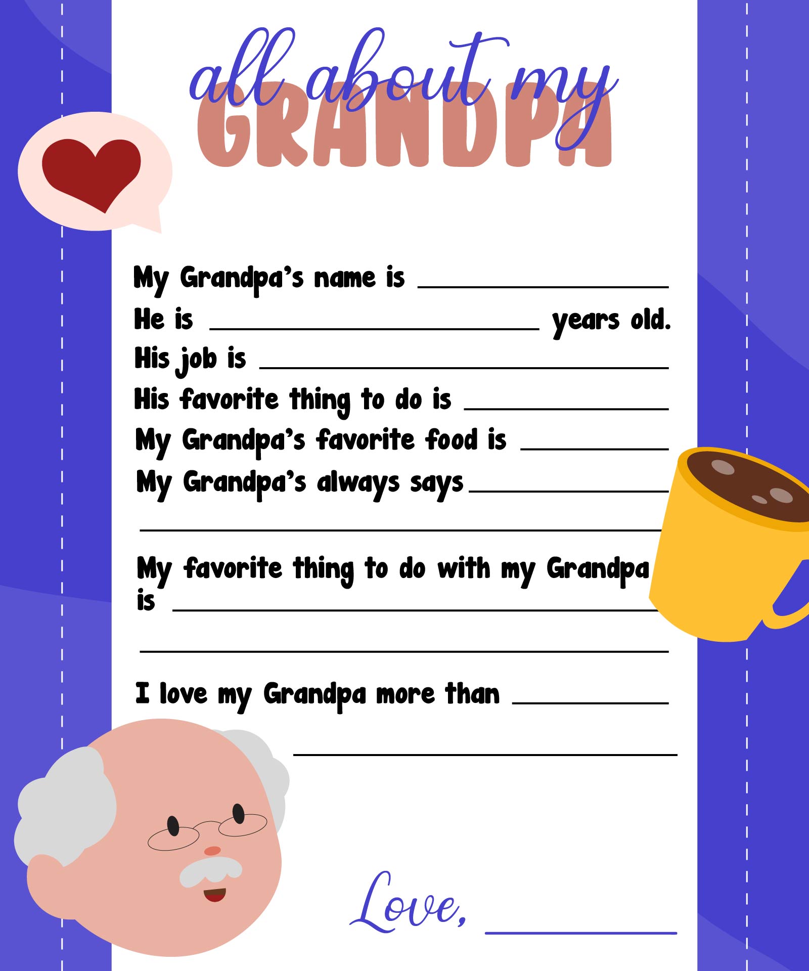  Printable All About My Grandpa