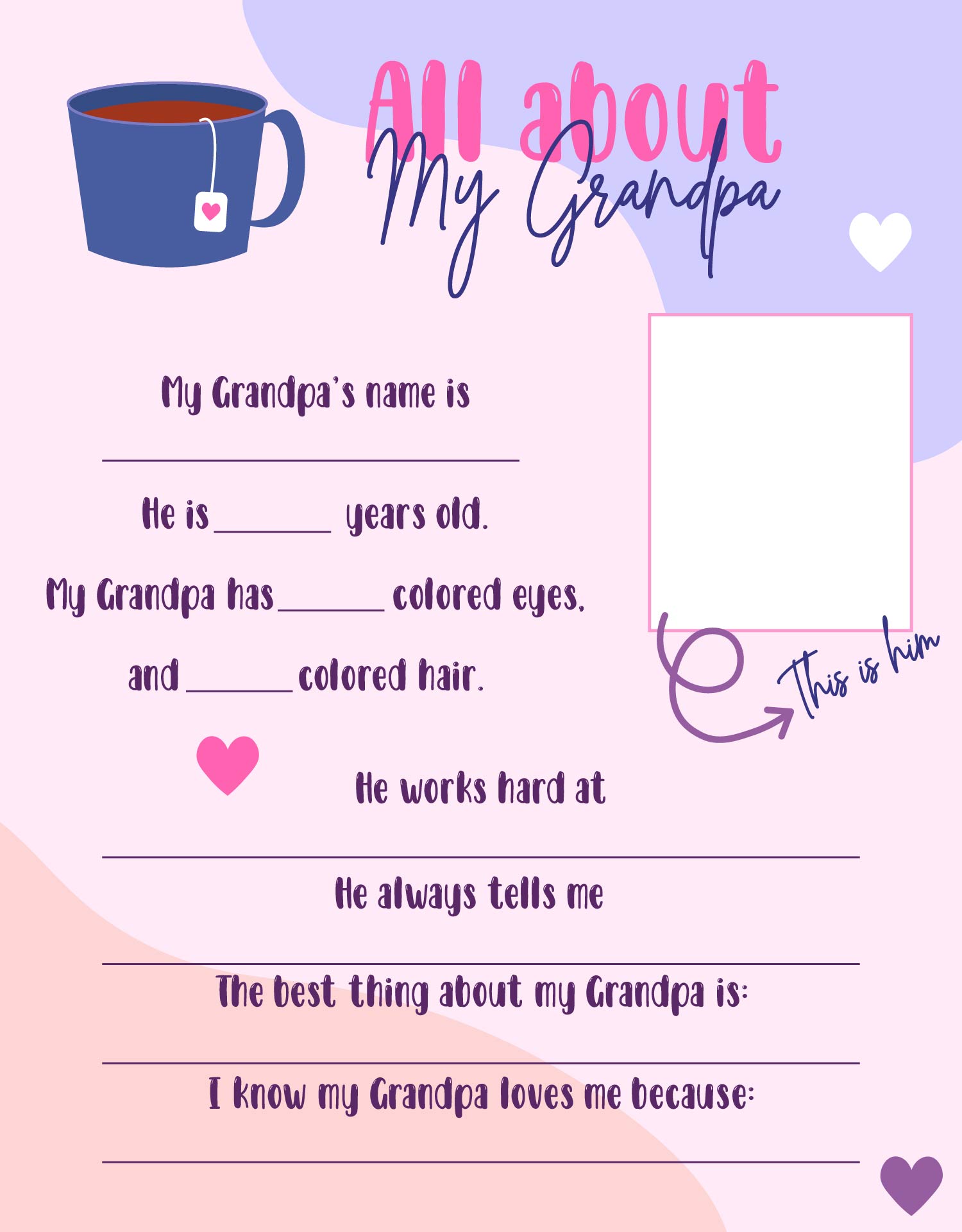 All About My Grandpa for Fathers Day Printable